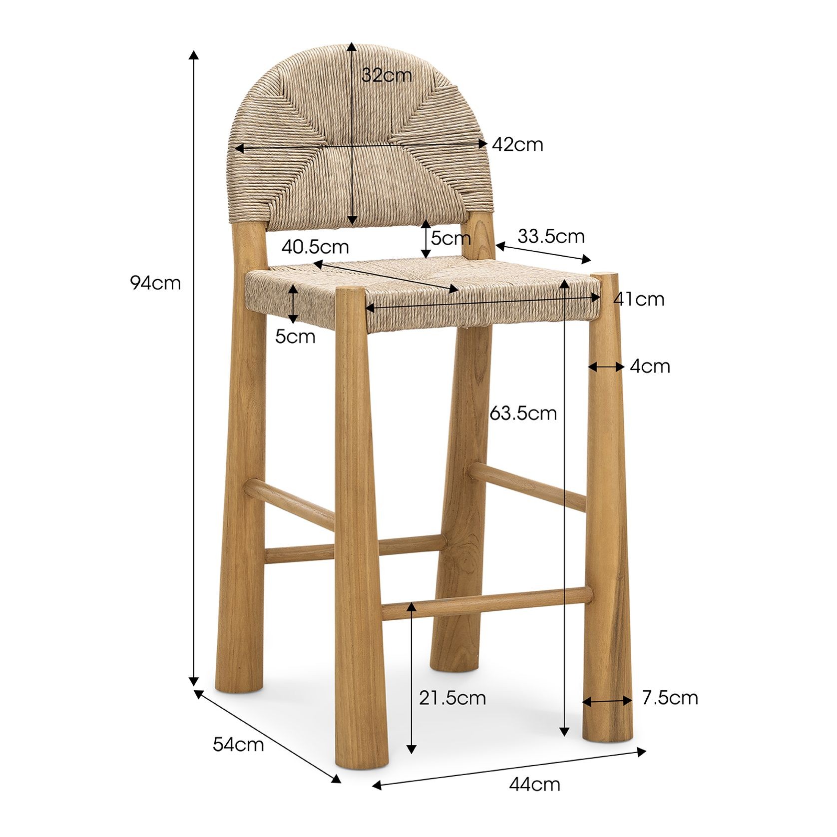 Caliste Woven Rope Arch Counter Stool | Indoor & Outdoor gallery detail image