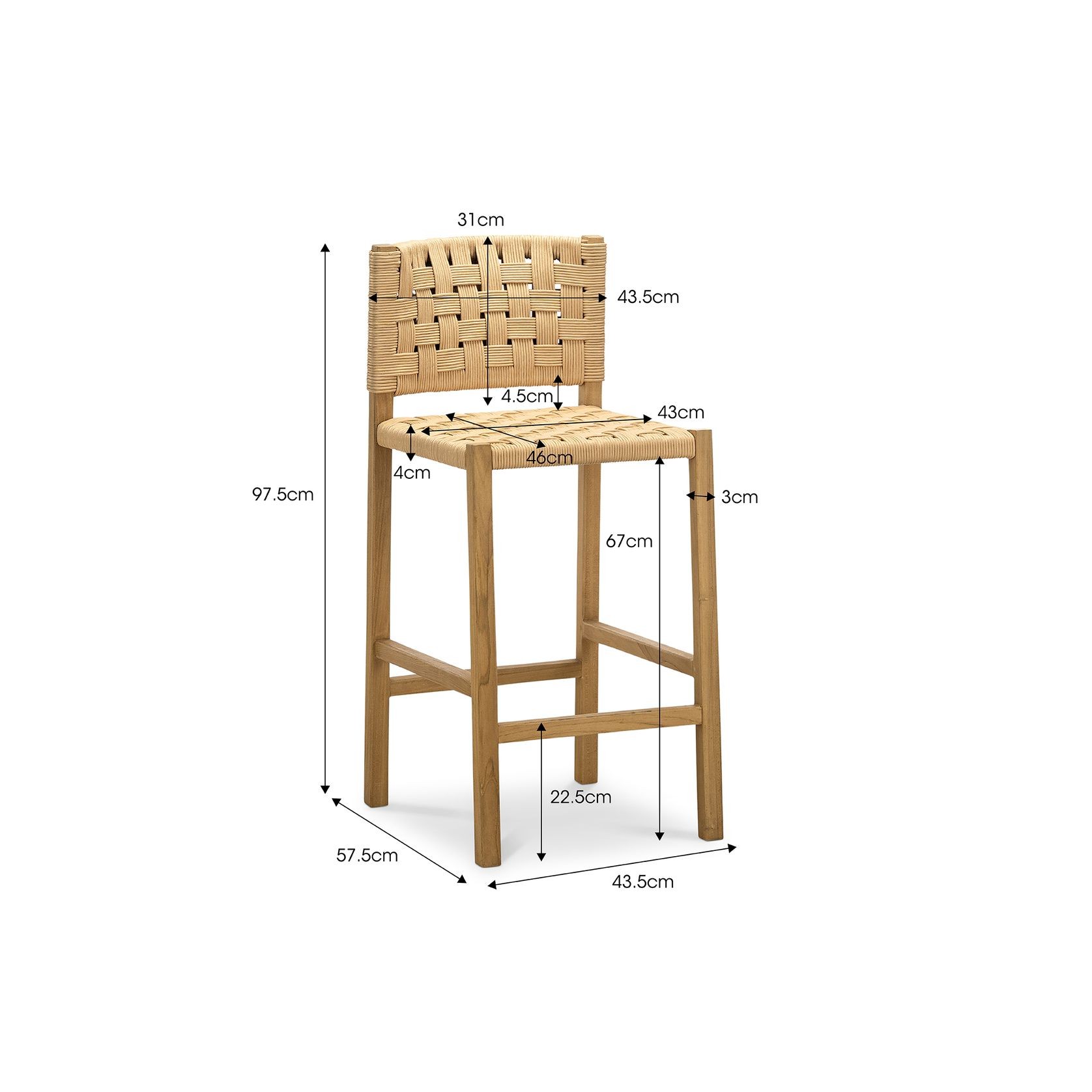 Kyren Woven Rope Counter Stool | Indoor & Outdoor gallery detail image