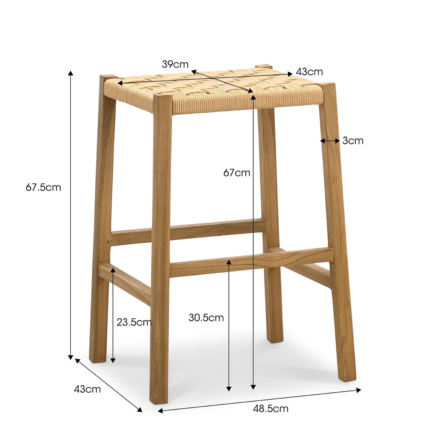 Kyren Woven Rope Barstool, Indoor & Outdoor gallery detail image