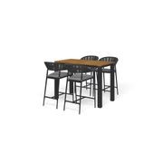 Adele Teak Bar Table with Nivala Bar Chairs 5pc gallery detail image