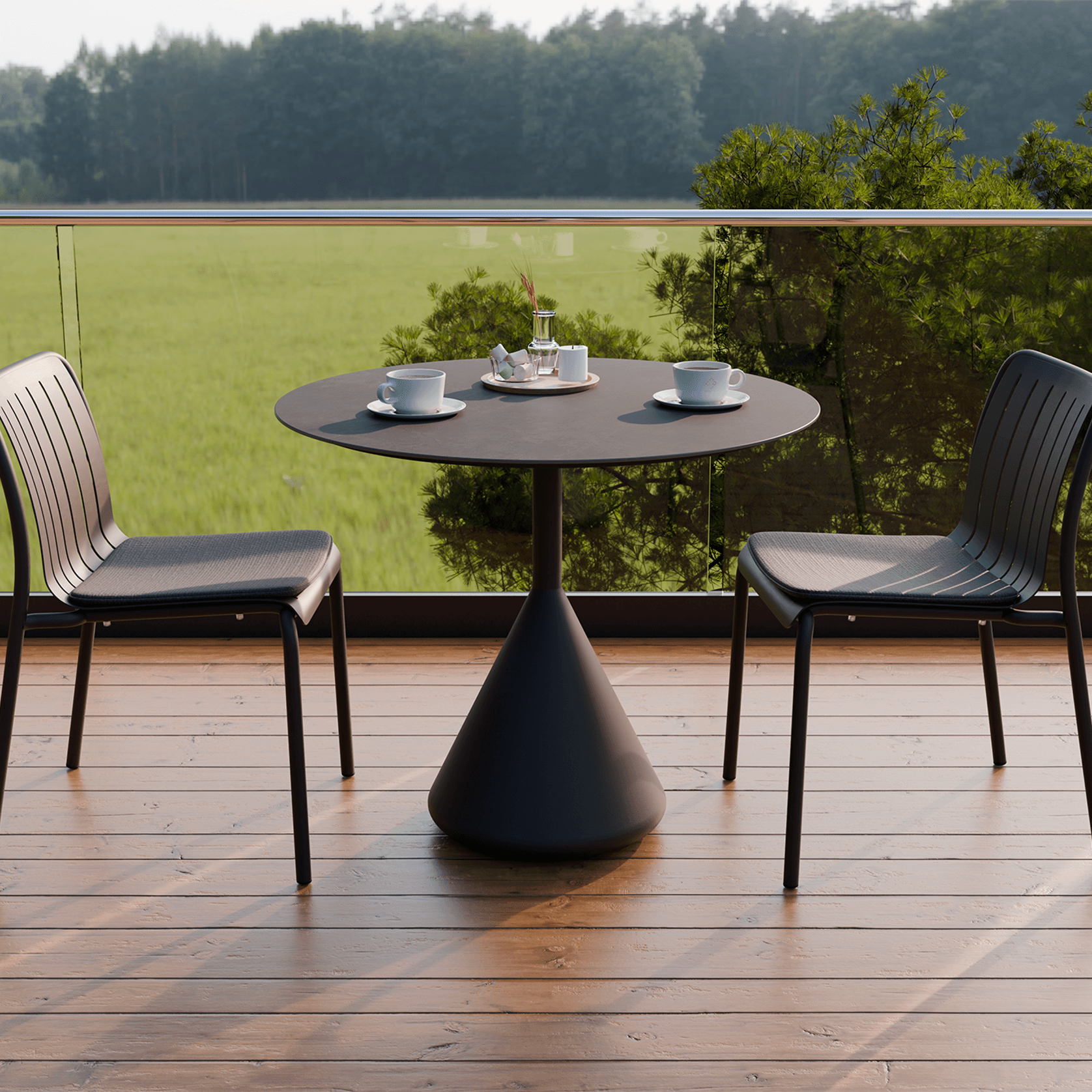Kora Cafe Table 90cm Dia CERAMIC - Outdoor gallery detail image