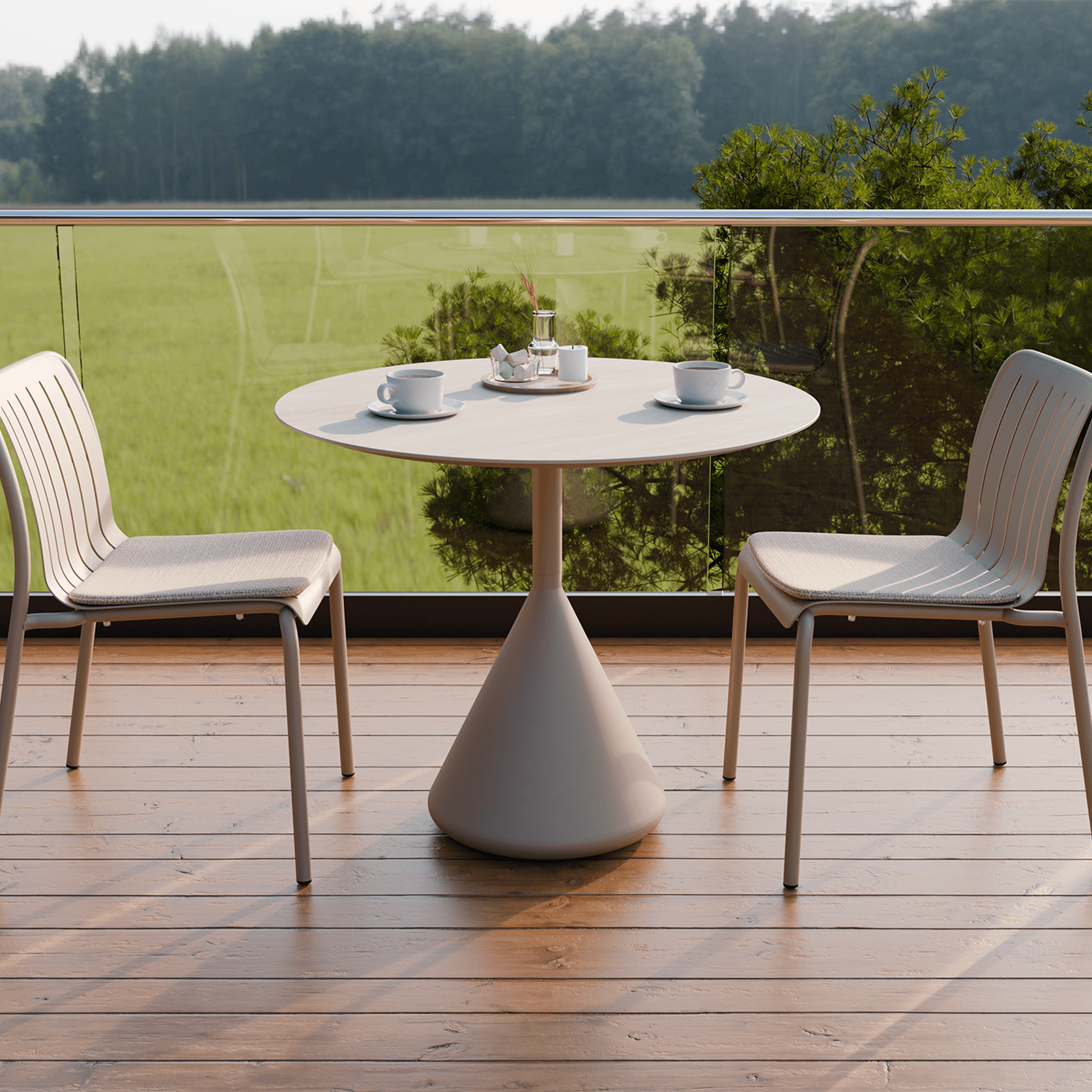 Kora Cafe Table 90cm Dia CERAMIC - Outdoor gallery detail image