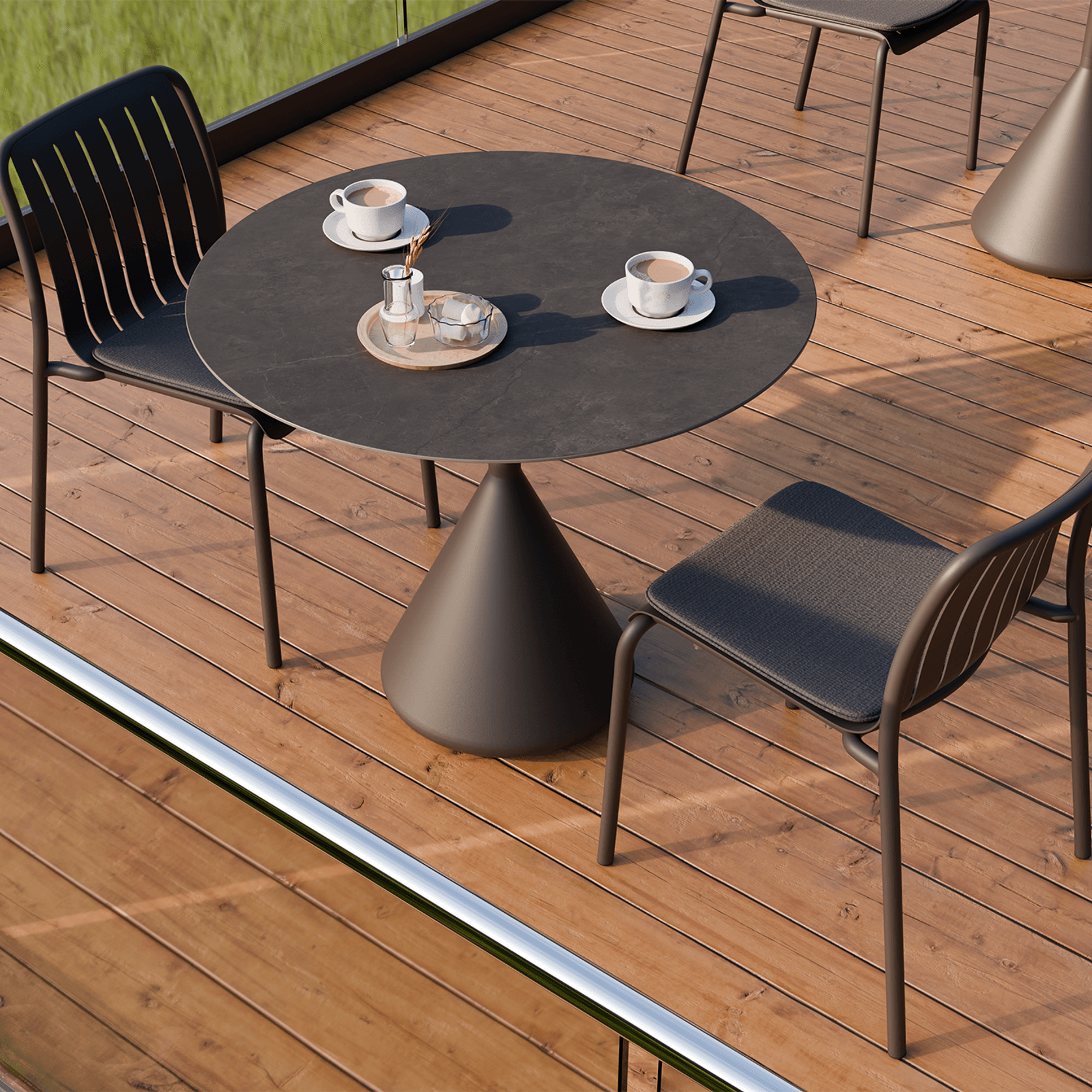 Kora Cafe Table 90cm Dia CERAMIC - Outdoor gallery detail image