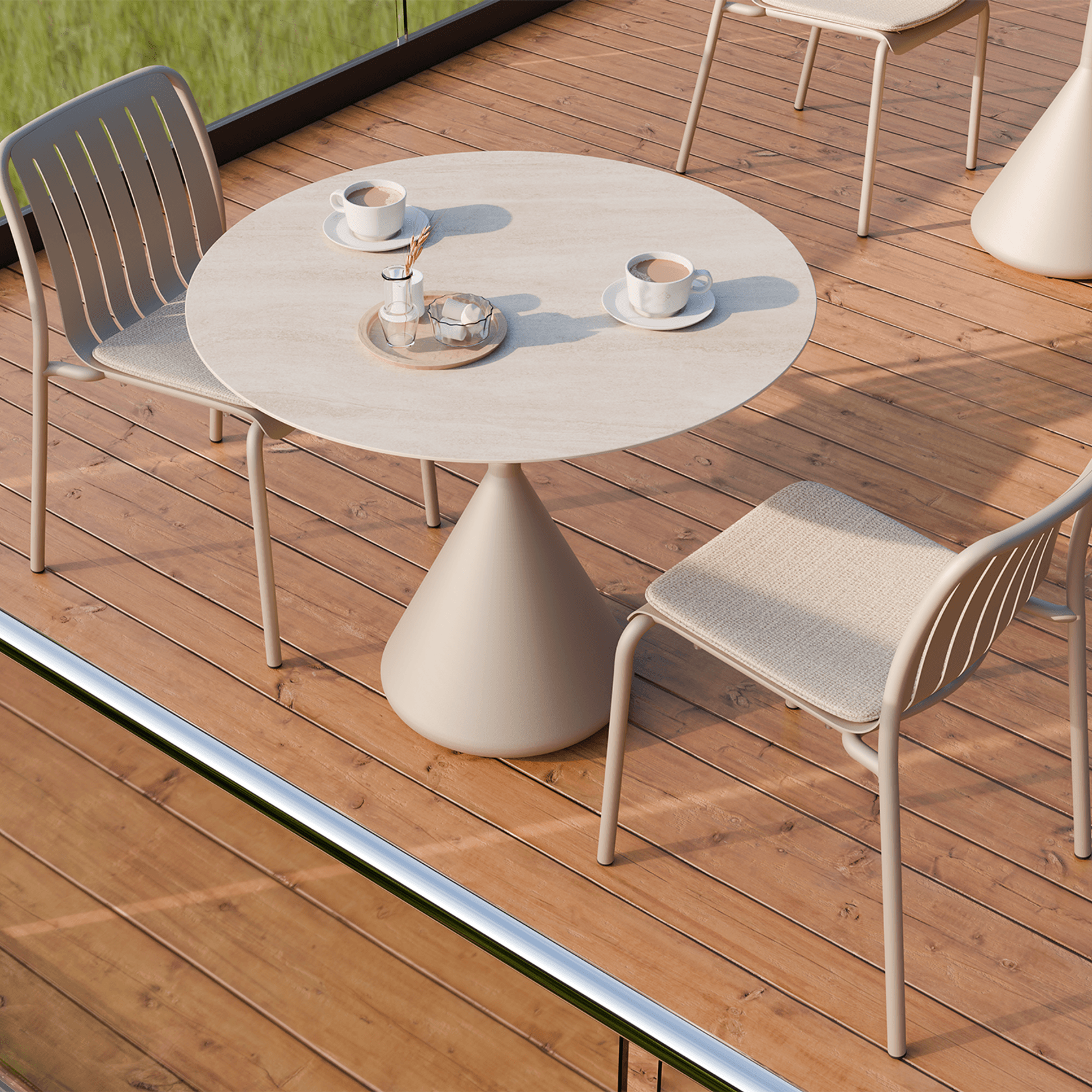Kora Cafe Table 90cm Dia CERAMIC - Outdoor gallery detail image