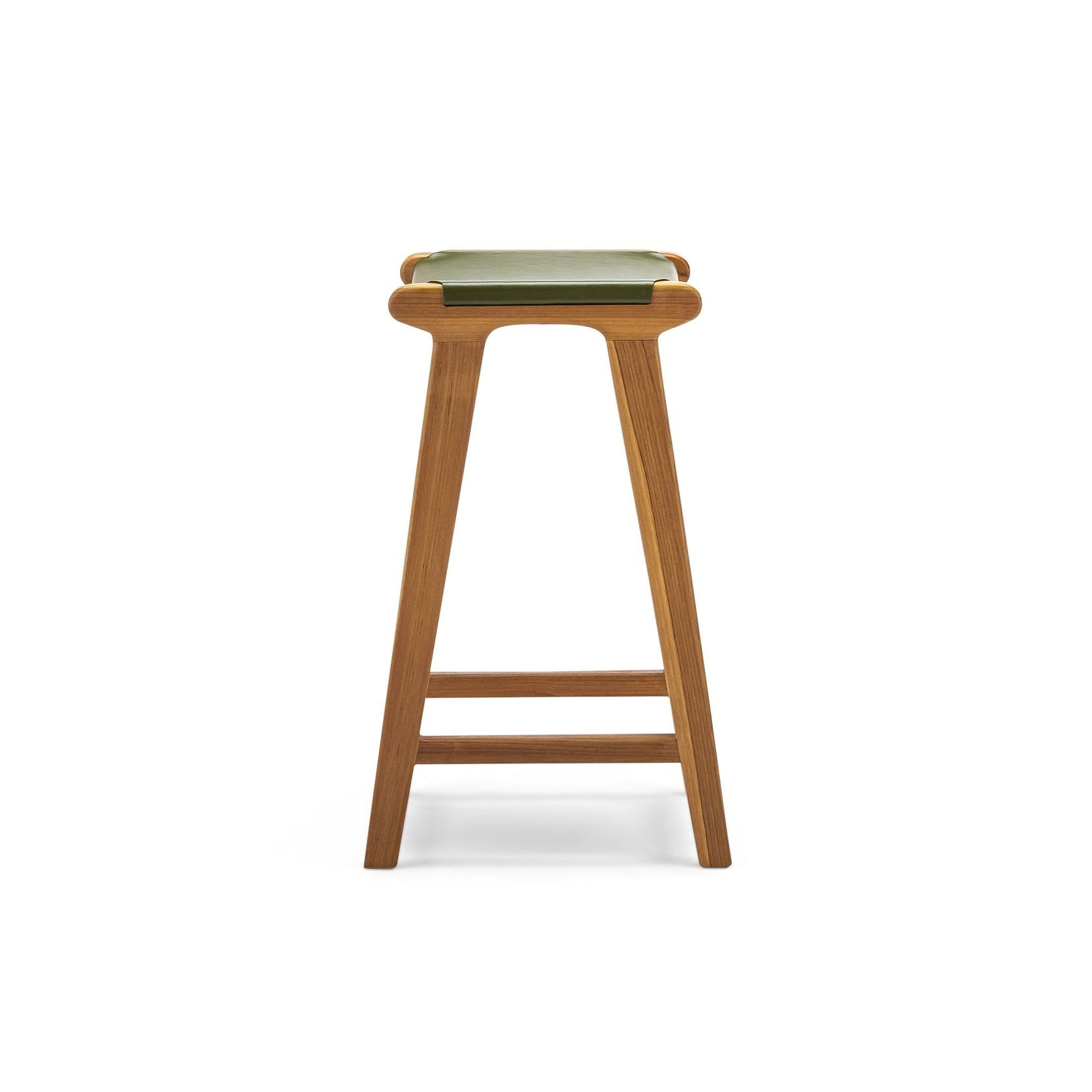 Casey 67cm Flat Leather Barstool | Olive Green gallery detail image
