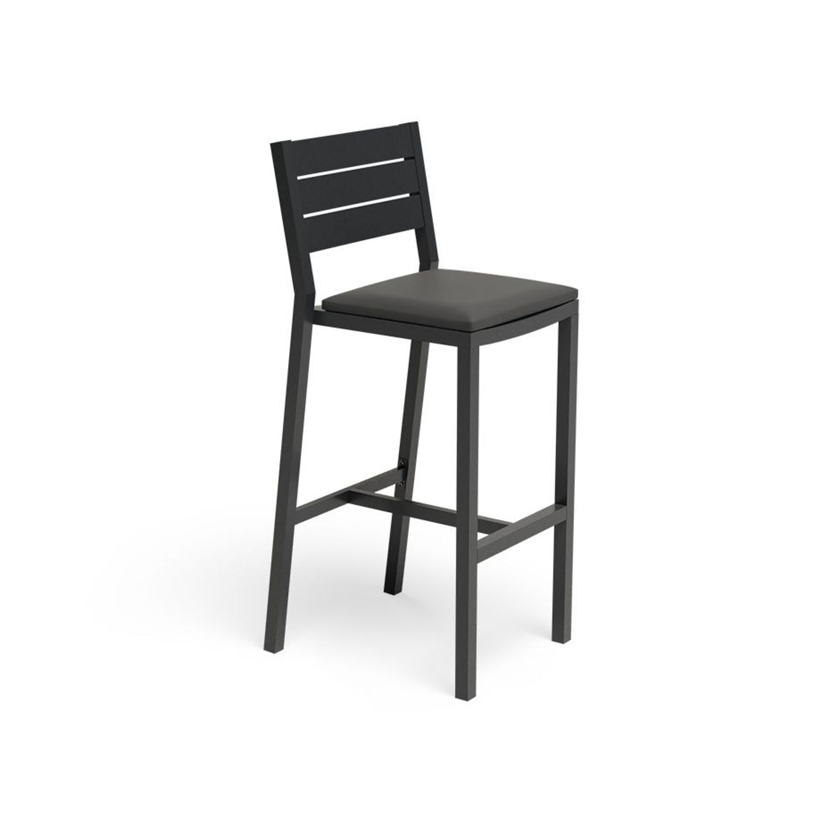 Halki Stool With Backrest - Charcoal gallery detail image