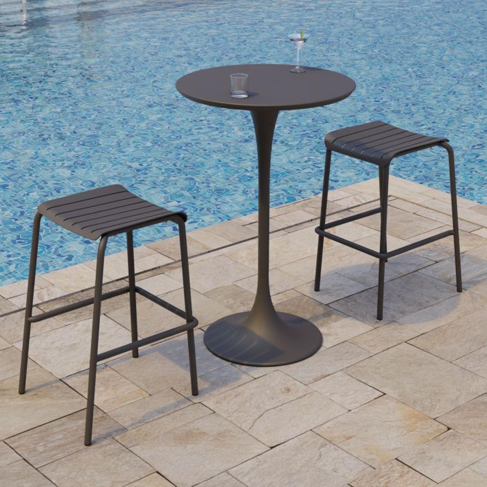 Roku Outdoor Backless Bar Stool in Matt Charcoal gallery detail image