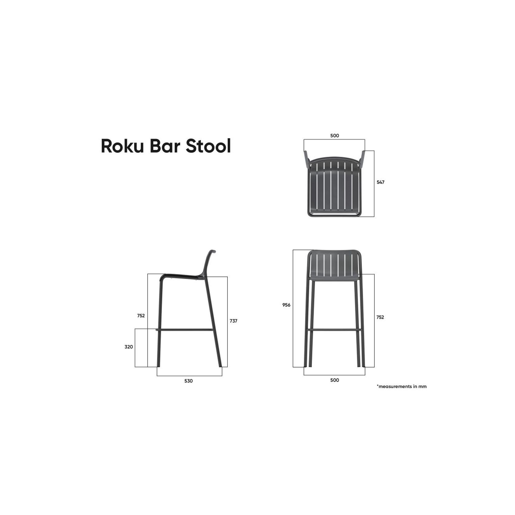 Roku Outdoor Bar Stool in Matt Charcoal gallery detail image