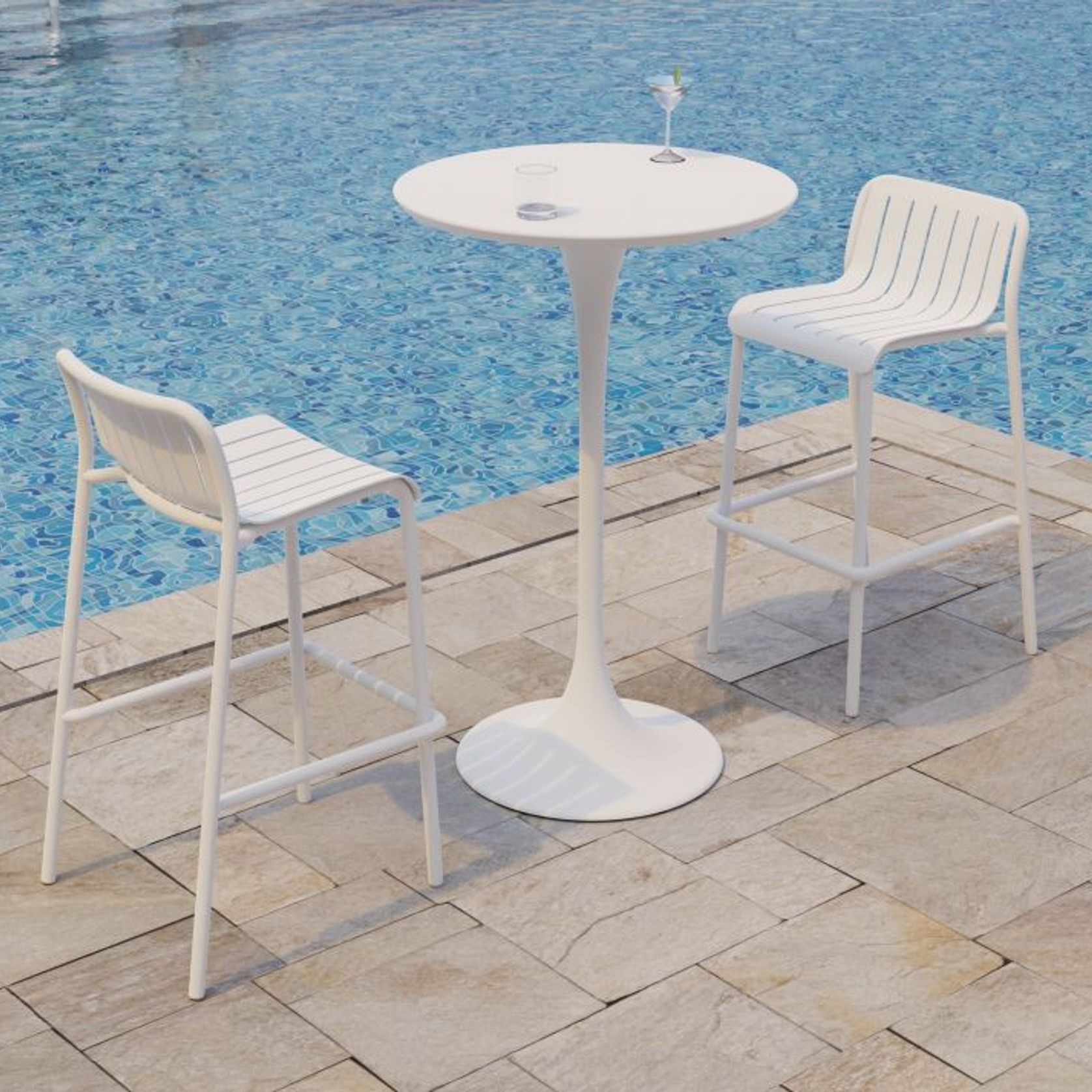 Roku Outdoor Bar Stool in Matt White gallery detail image