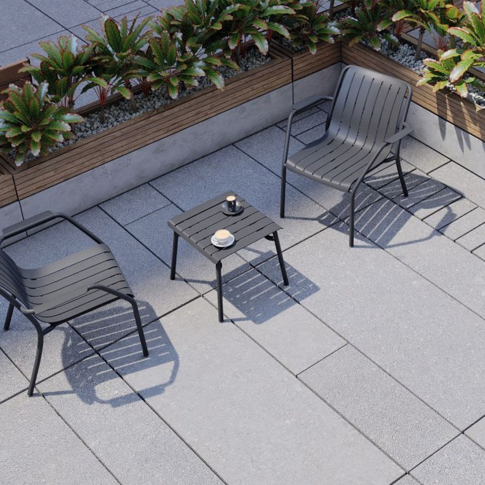 Roku Outdoor Low Stool Footrest in Matt Charcoal gallery detail image
