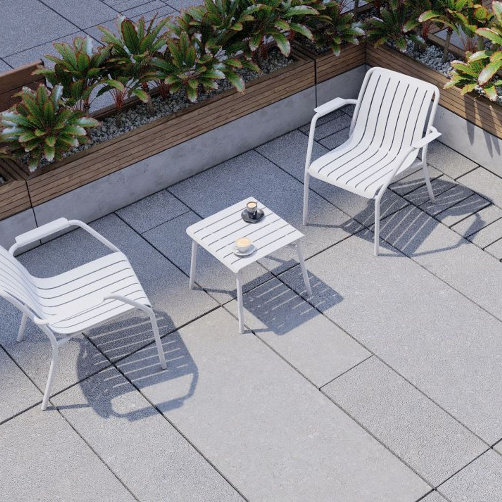 Roku Outdoor Low Stool Footrest in Matt White gallery detail image