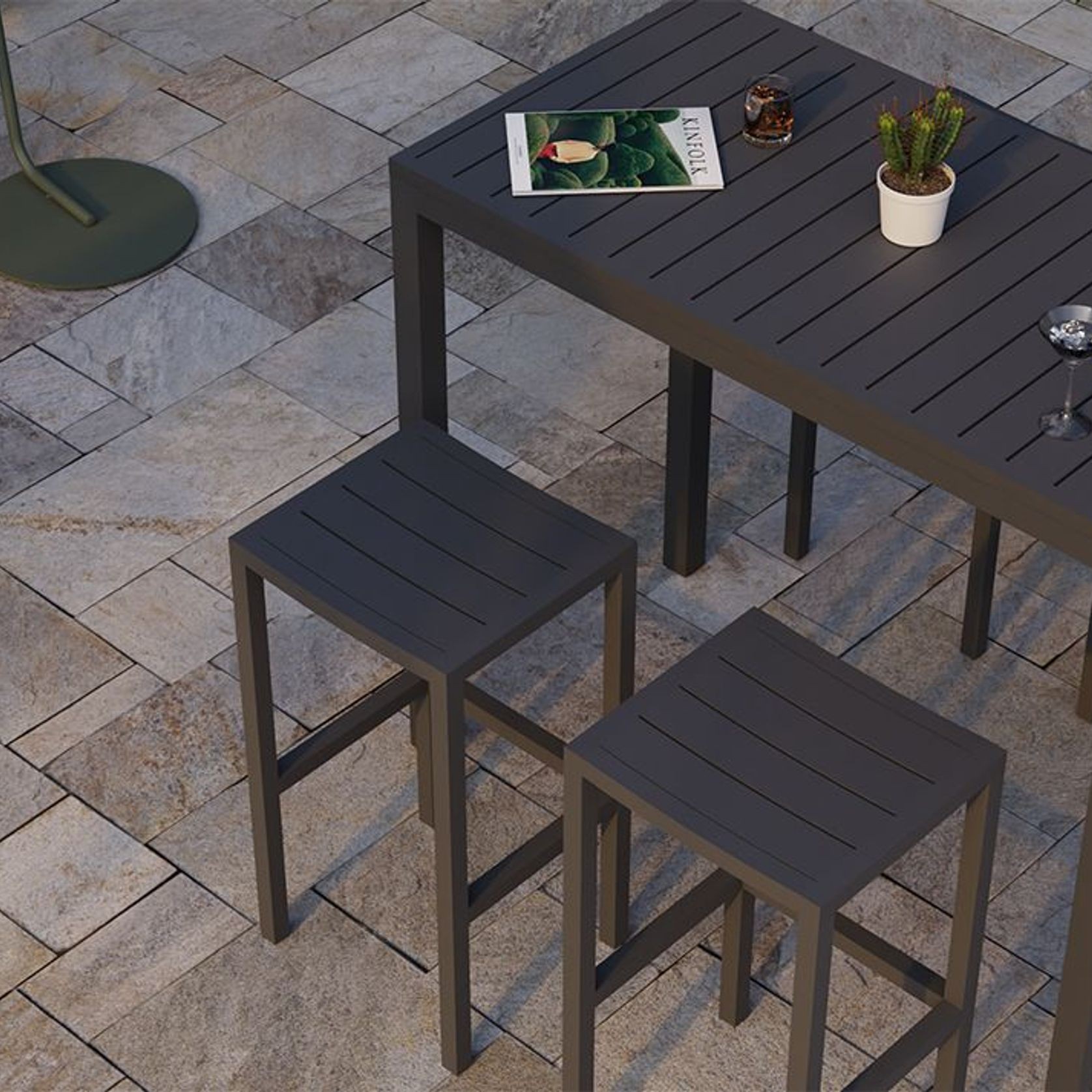 Halki Stool - Outdoor - Charcoal gallery detail image