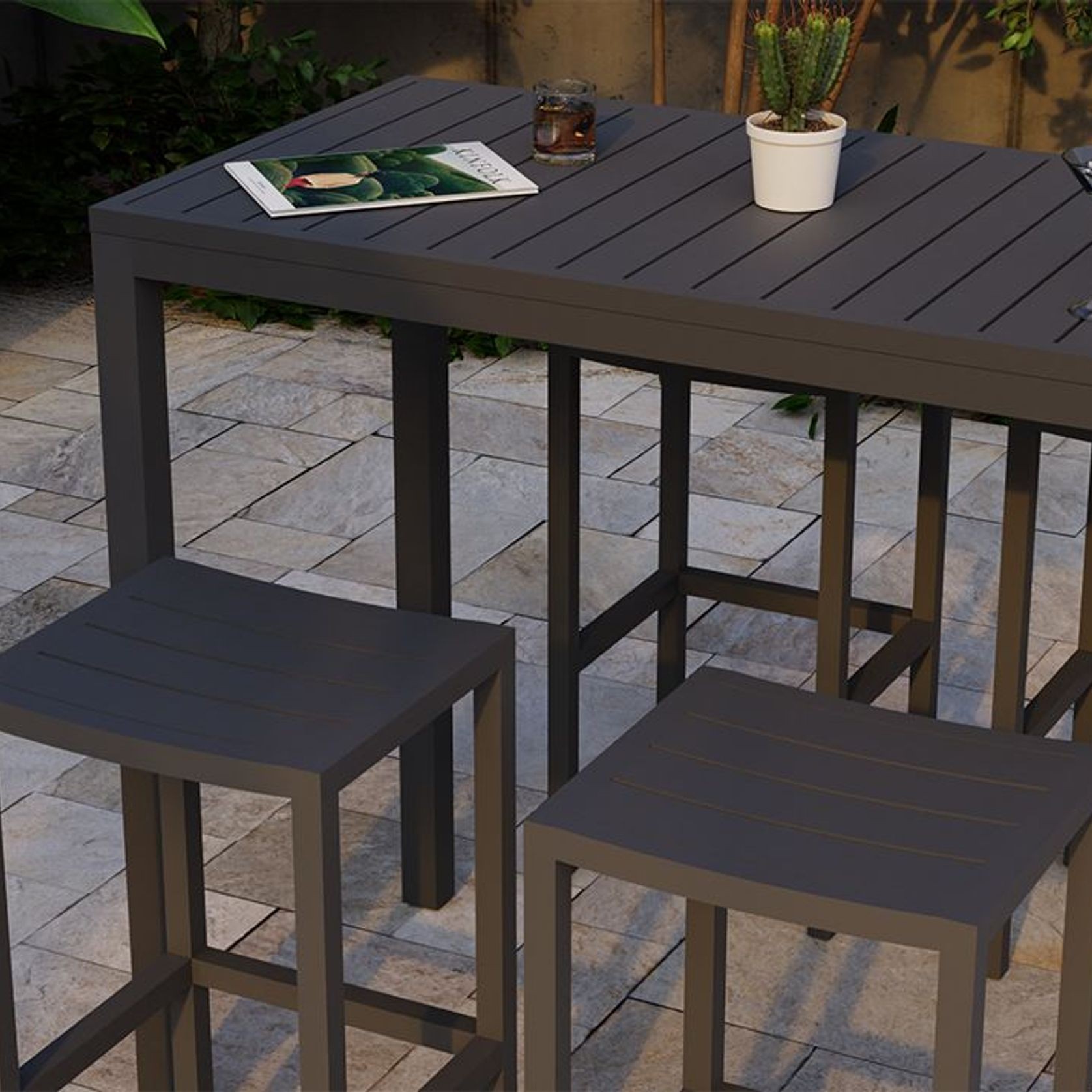 Halki Stool - Outdoor - Charcoal gallery detail image