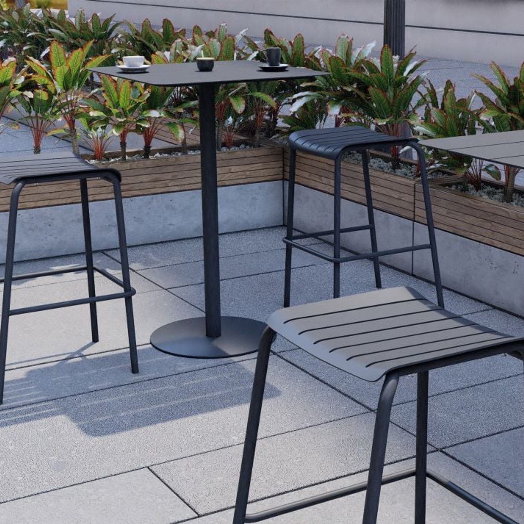 Roku Outdoor Backless Bar Stool in Matt Charcoal gallery detail image