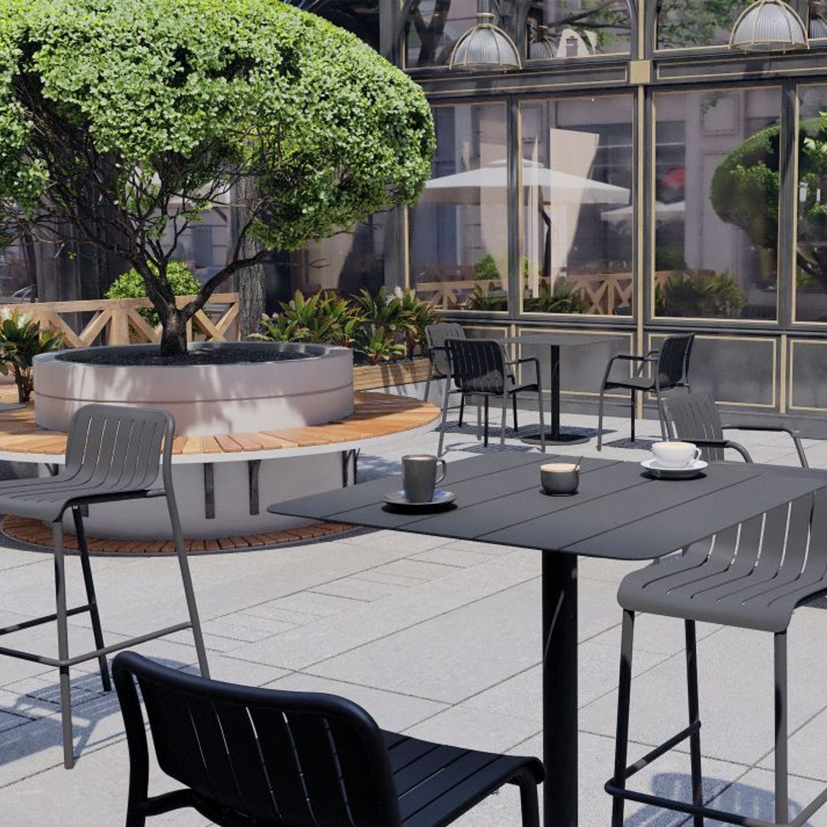 Roku Outdoor Bar Stool in Matt Charcoal gallery detail image