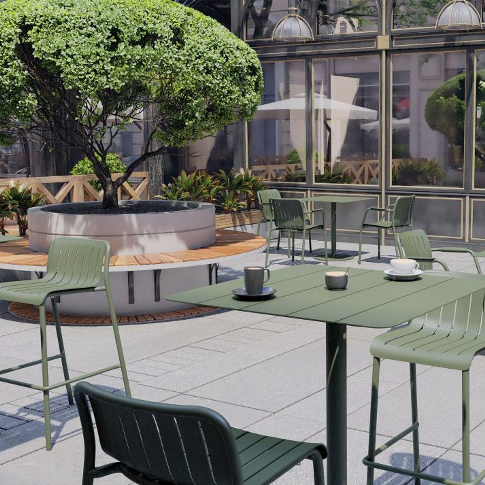 Roku Outdoor Bar Stool in Matt Eucalyptus Green gallery detail image