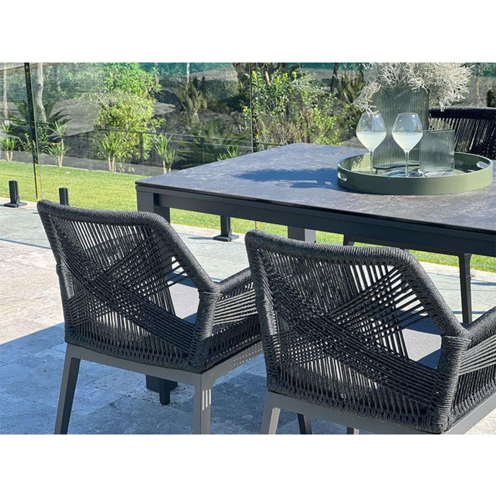 Adele Ceramic Outdoor table with 4x Serang Chairs gallery detail image