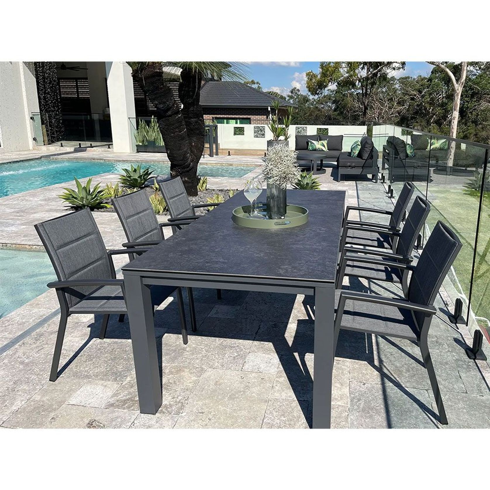 Adele Ceramic Outdoor table & 6x Sevilla Padded Chairs gallery detail image