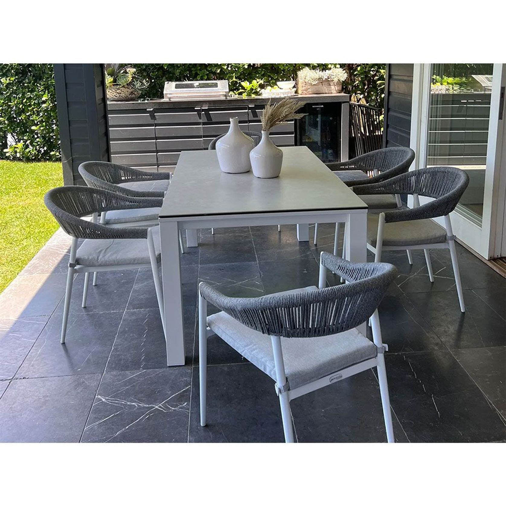 Adele Ceramic Outdoor table with 6 Nivala Chairs gallery detail image