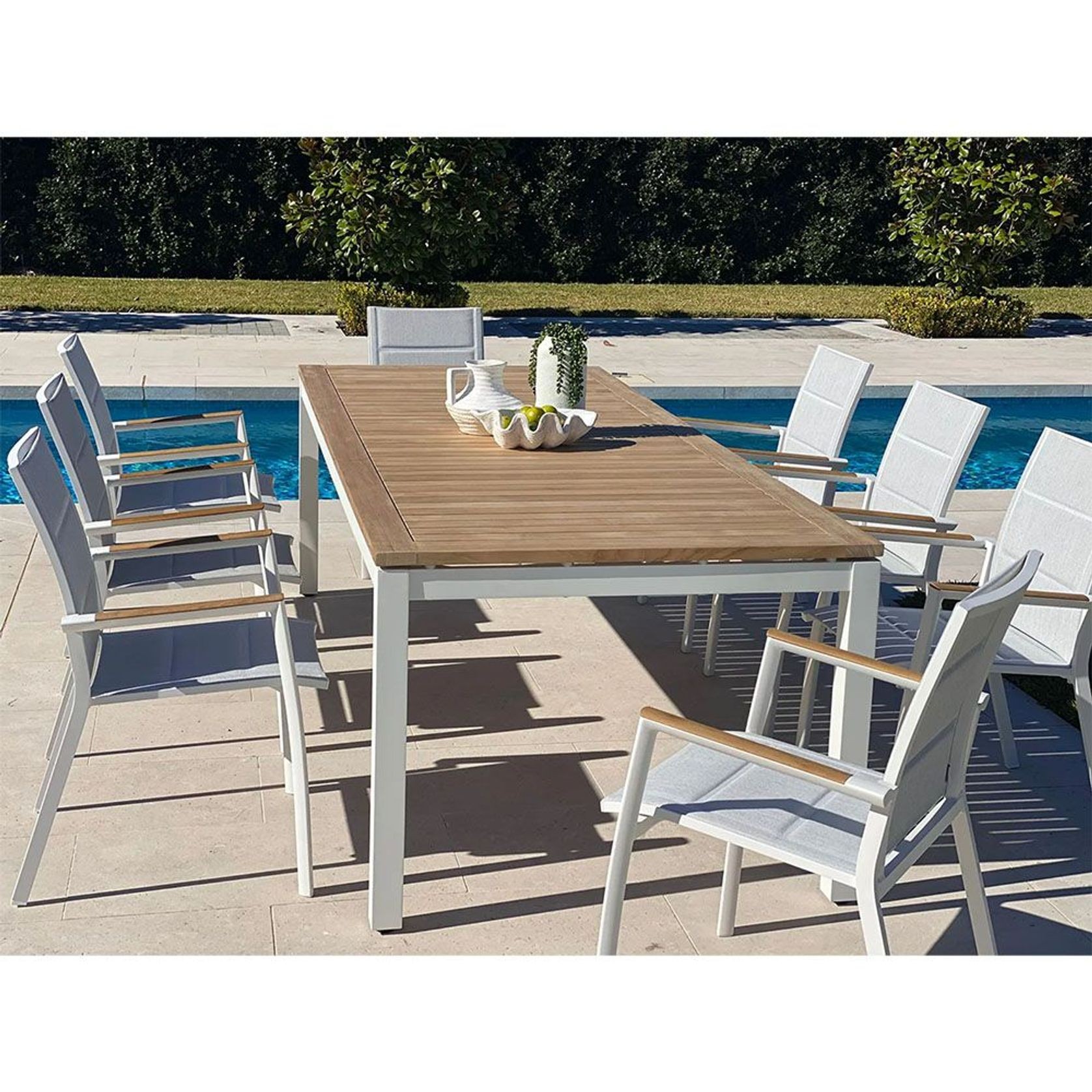 Barcelona Outdoor Table with 8 Sevilla Teak Chairs gallery detail image