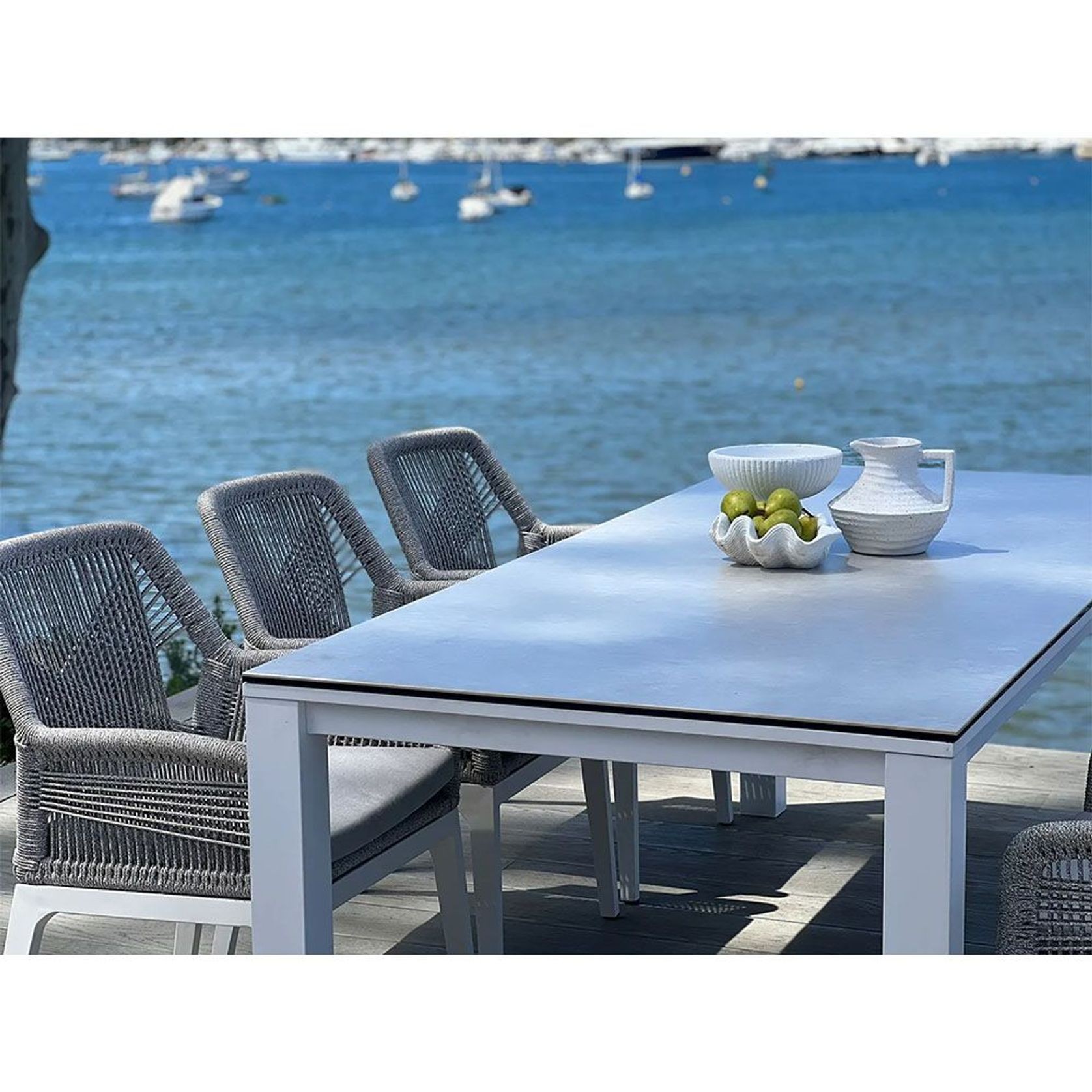 Adele Ceramic Outdoor table with 8 Serang Chairs gallery detail image