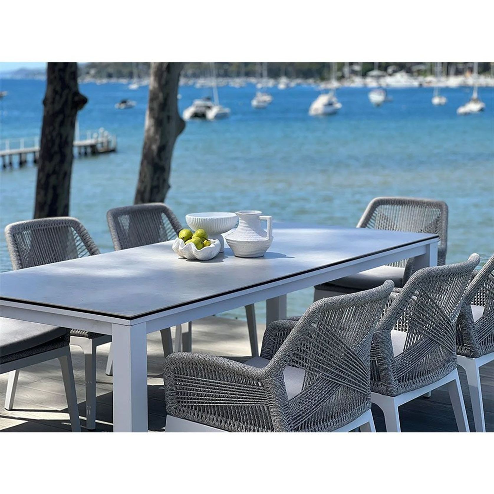 Adele Ceramic Outdoor table with 8 Serang Chairs gallery detail image