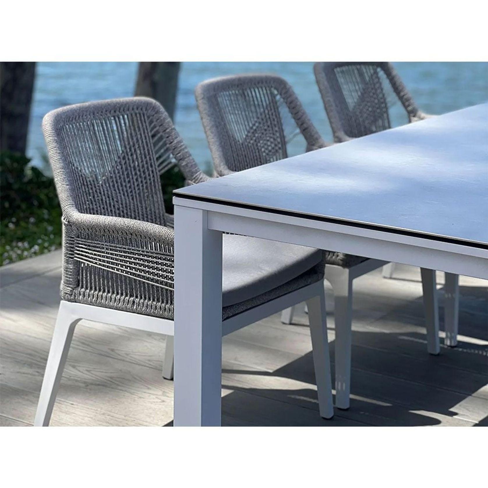 Adele Ceramic Outdoor table with 8 Serang Chairs gallery detail image
