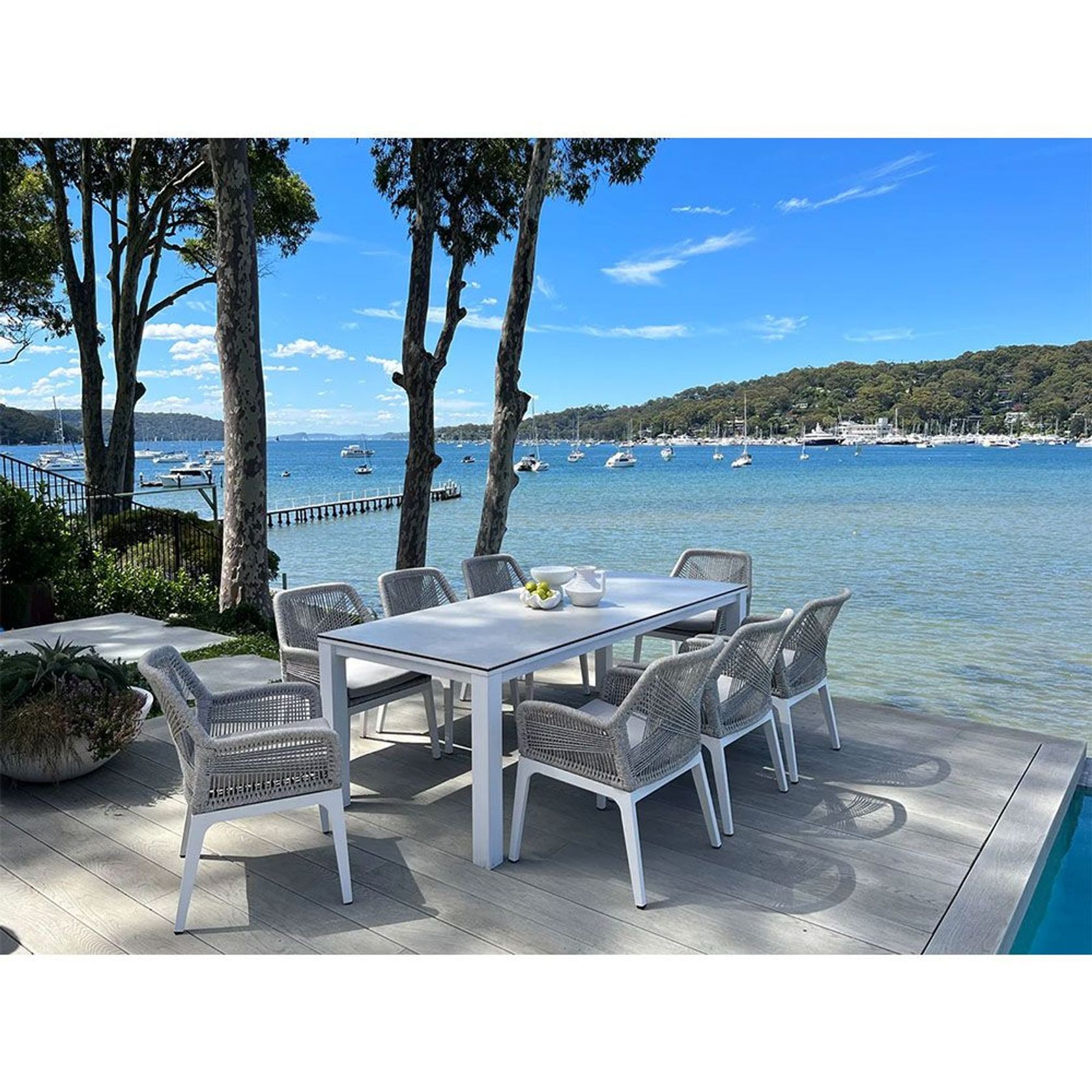 Adele Ceramic Outdoor table with 8 Serang Chairs gallery detail image