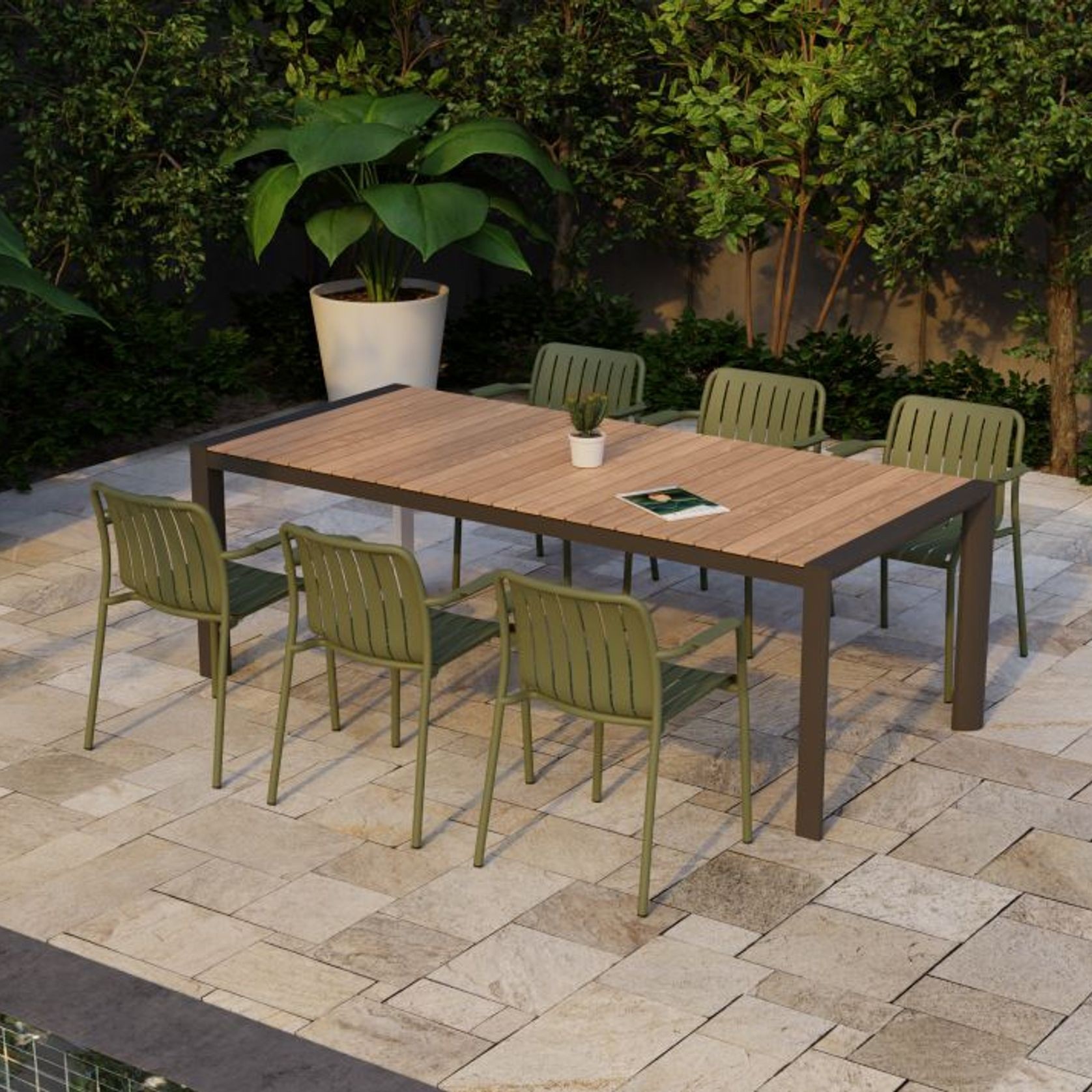 Roku Outdoor Arm Chair in Matt Eucalyptus Green gallery detail image