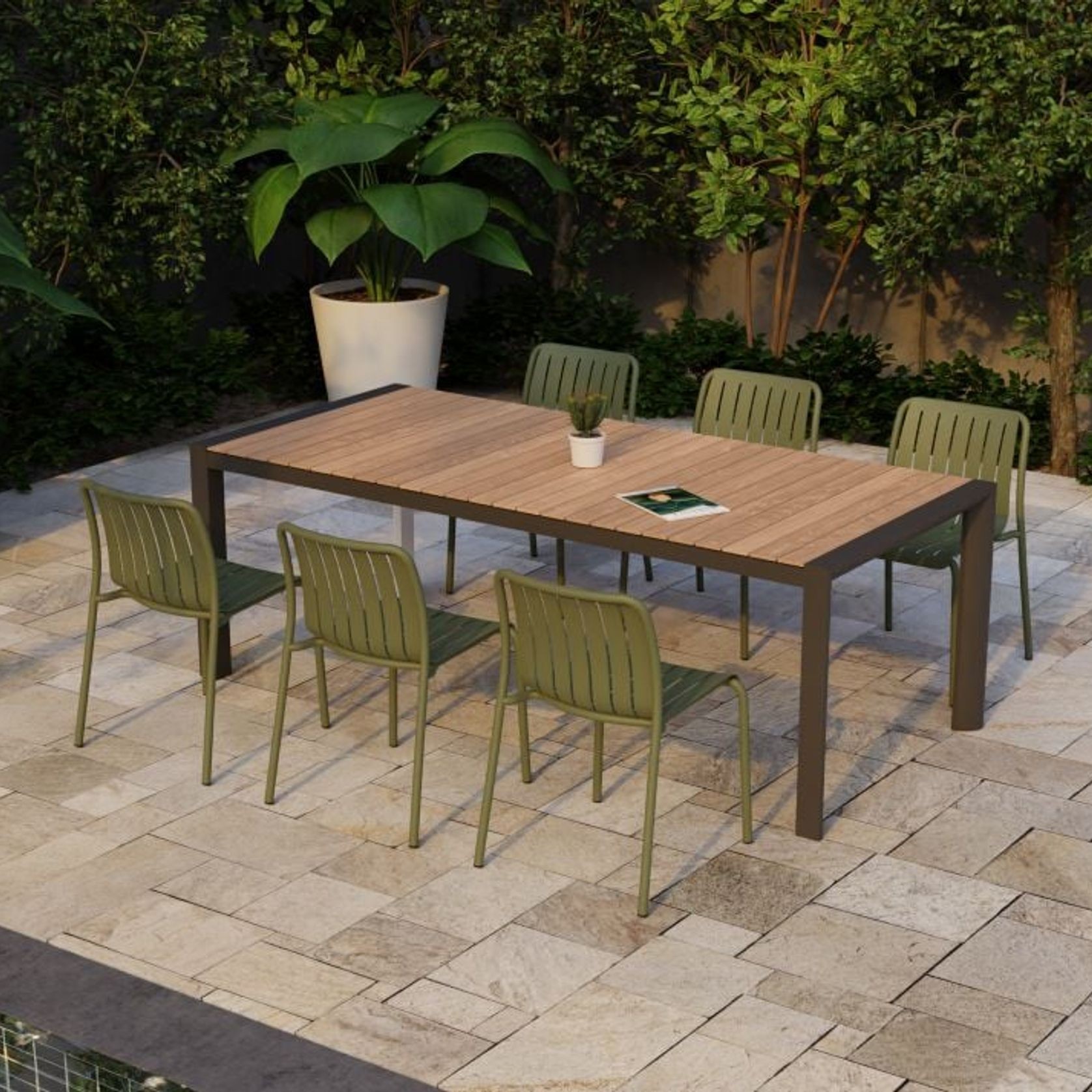 Roku Outdoor Dining Chair in Matt Eucalyptus Green gallery detail image