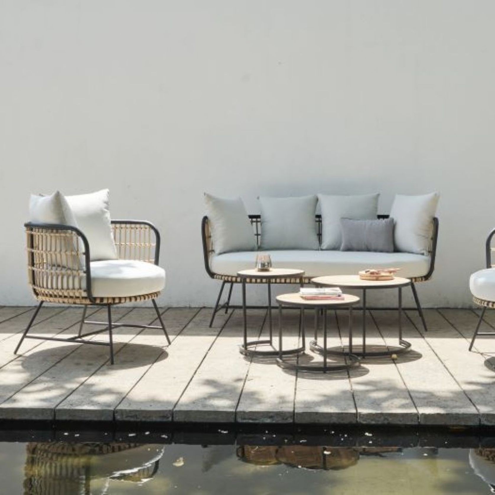 Arden 3PCE Bamboo Wicker Outdoor Lounge Set gallery detail image