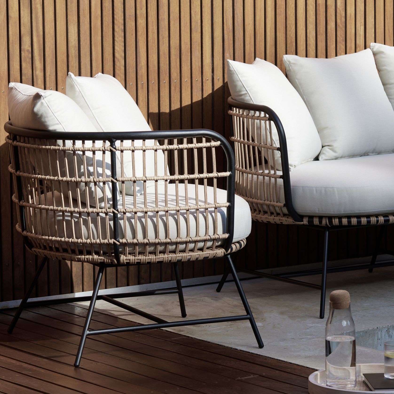 Arden 3PCE Bamboo Wicker Outdoor Lounge Set gallery detail image
