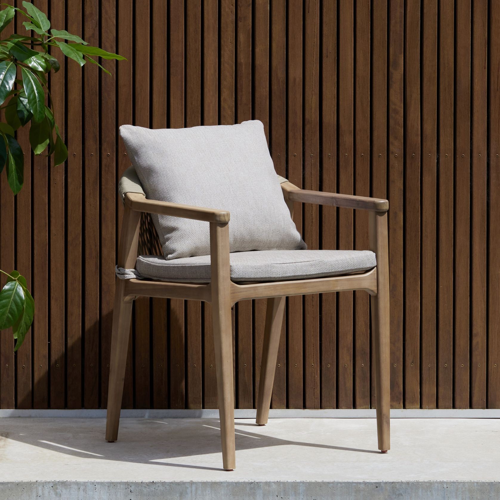 Caracas Acacia Outdoor Chair | Light Brown Fabric gallery detail image