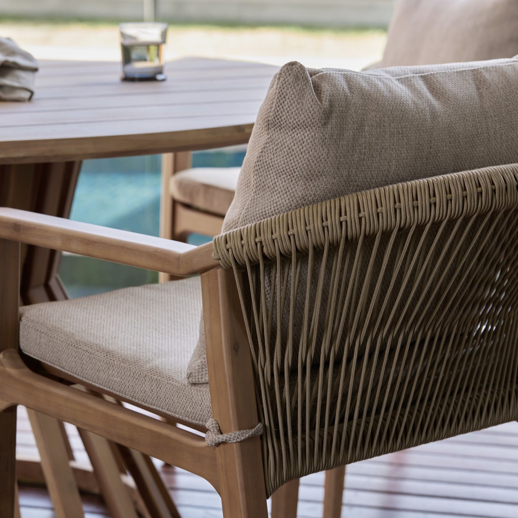 Caracas Acacia Outdoor Chair | Light Brown Fabric gallery detail image