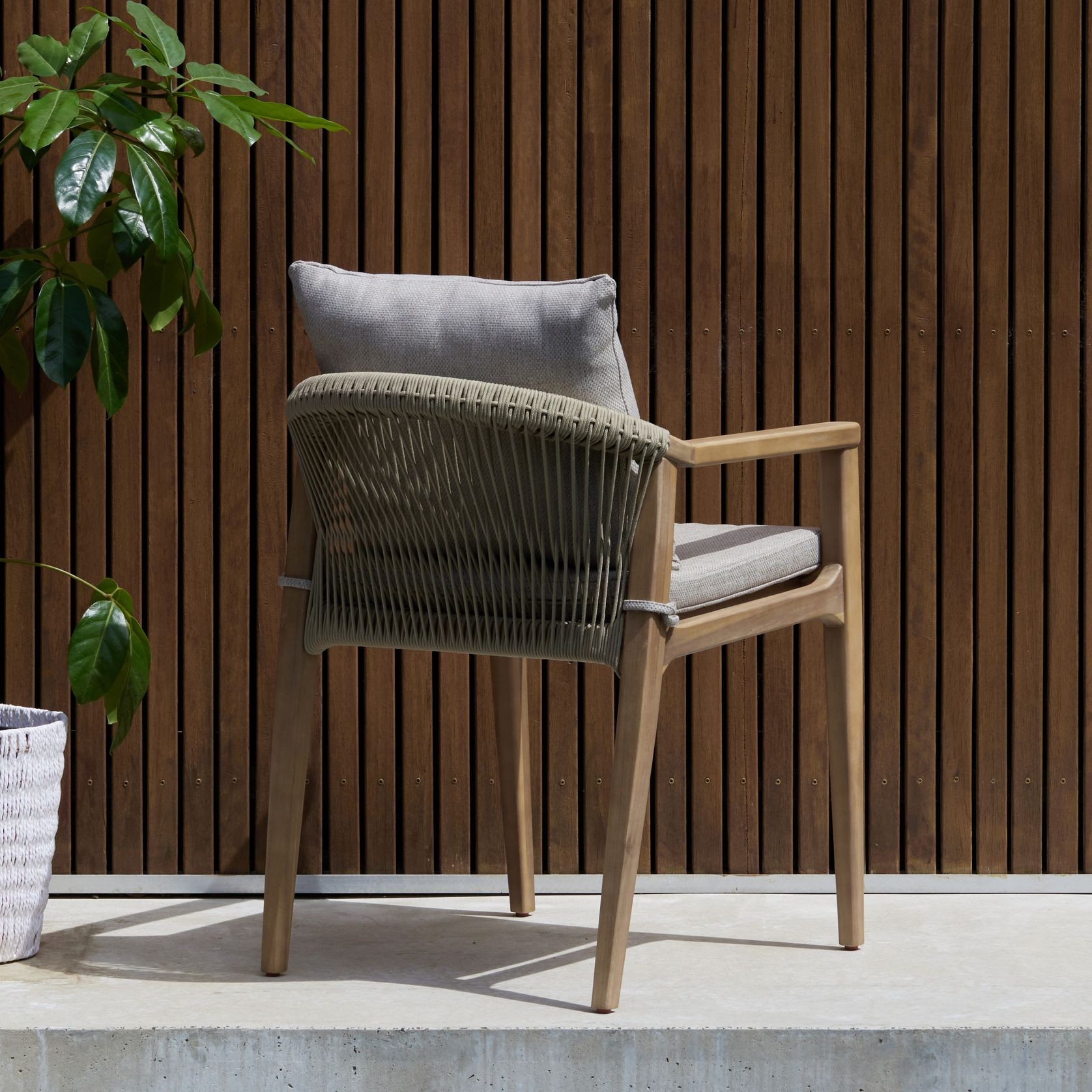 Caracas Acacia Outdoor Chair | Light Brown Fabric gallery detail image