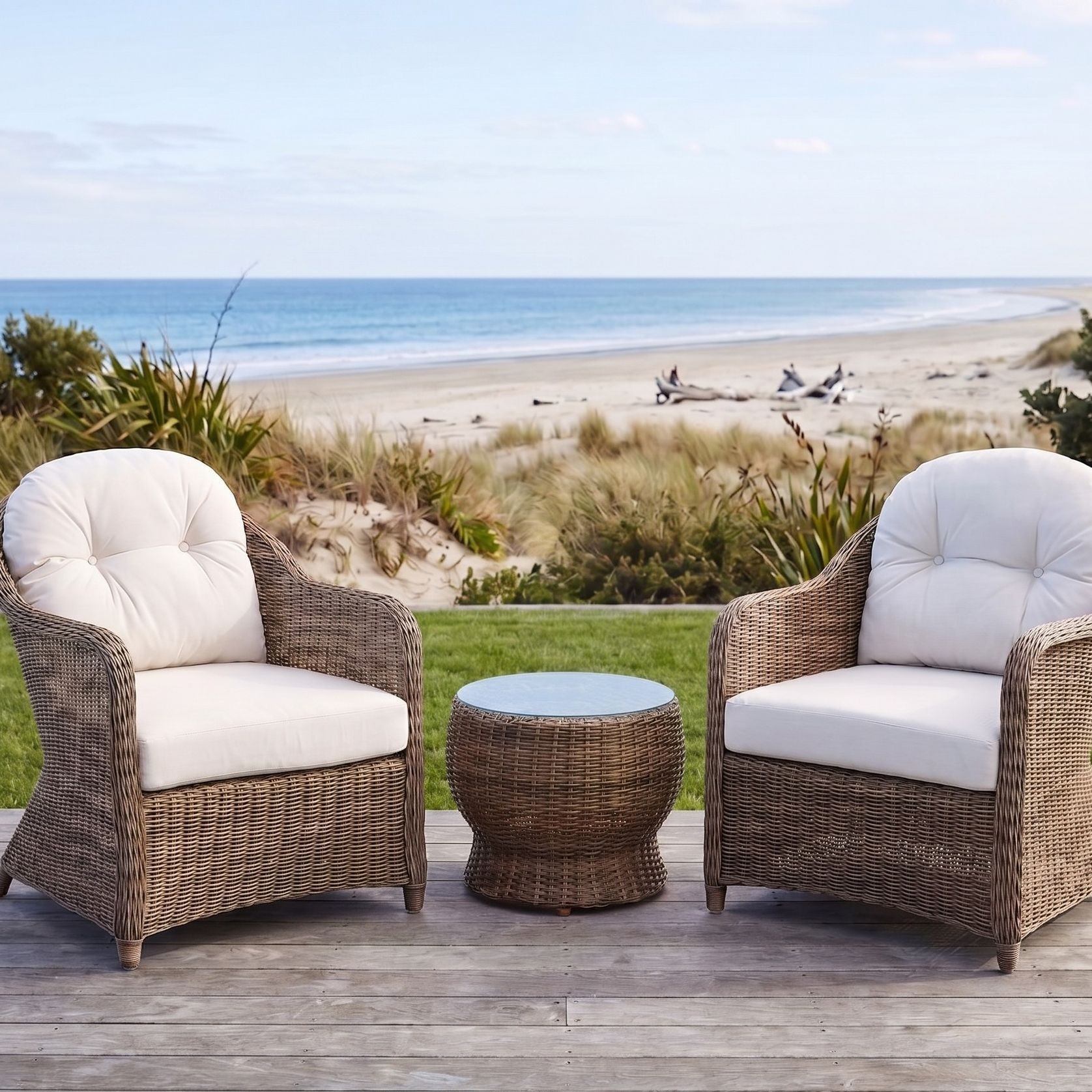 Hampton Rattan Chair Set - Wheat gallery detail image