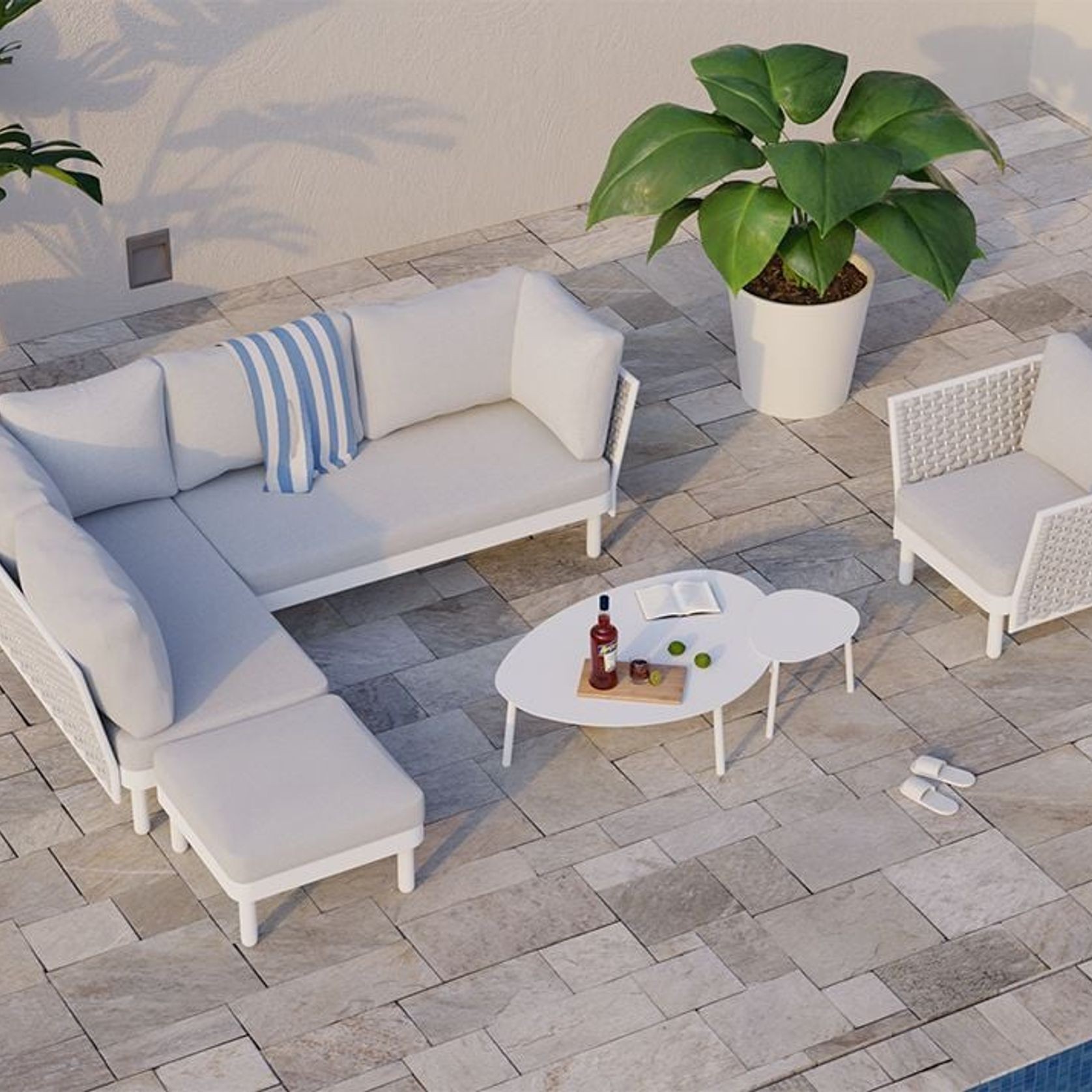 Siano Lounge Chair - Outdoor - White - Light Grey Cushion gallery detail image