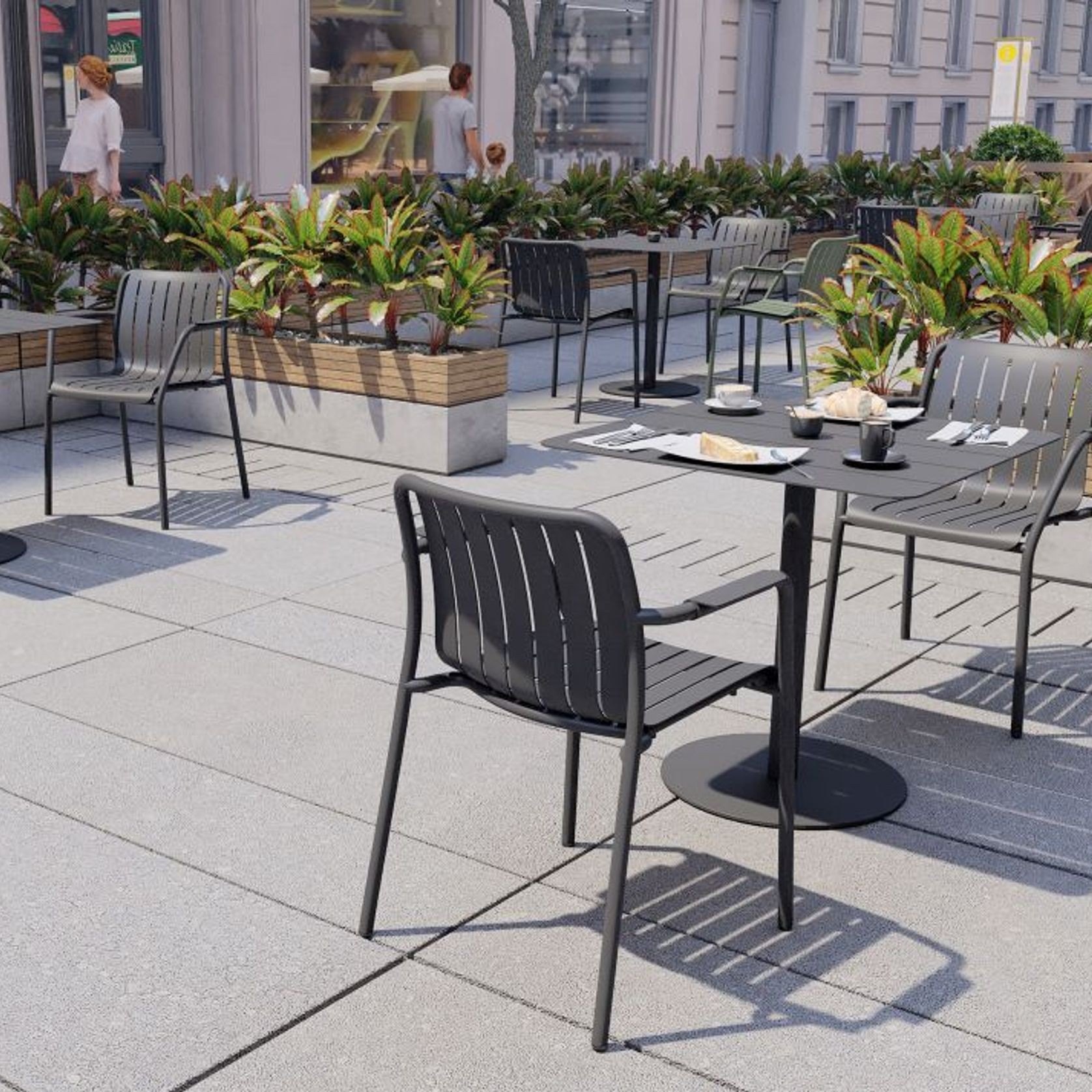 Roku Outdoor Arm Chair in Matt Charcoal gallery detail image