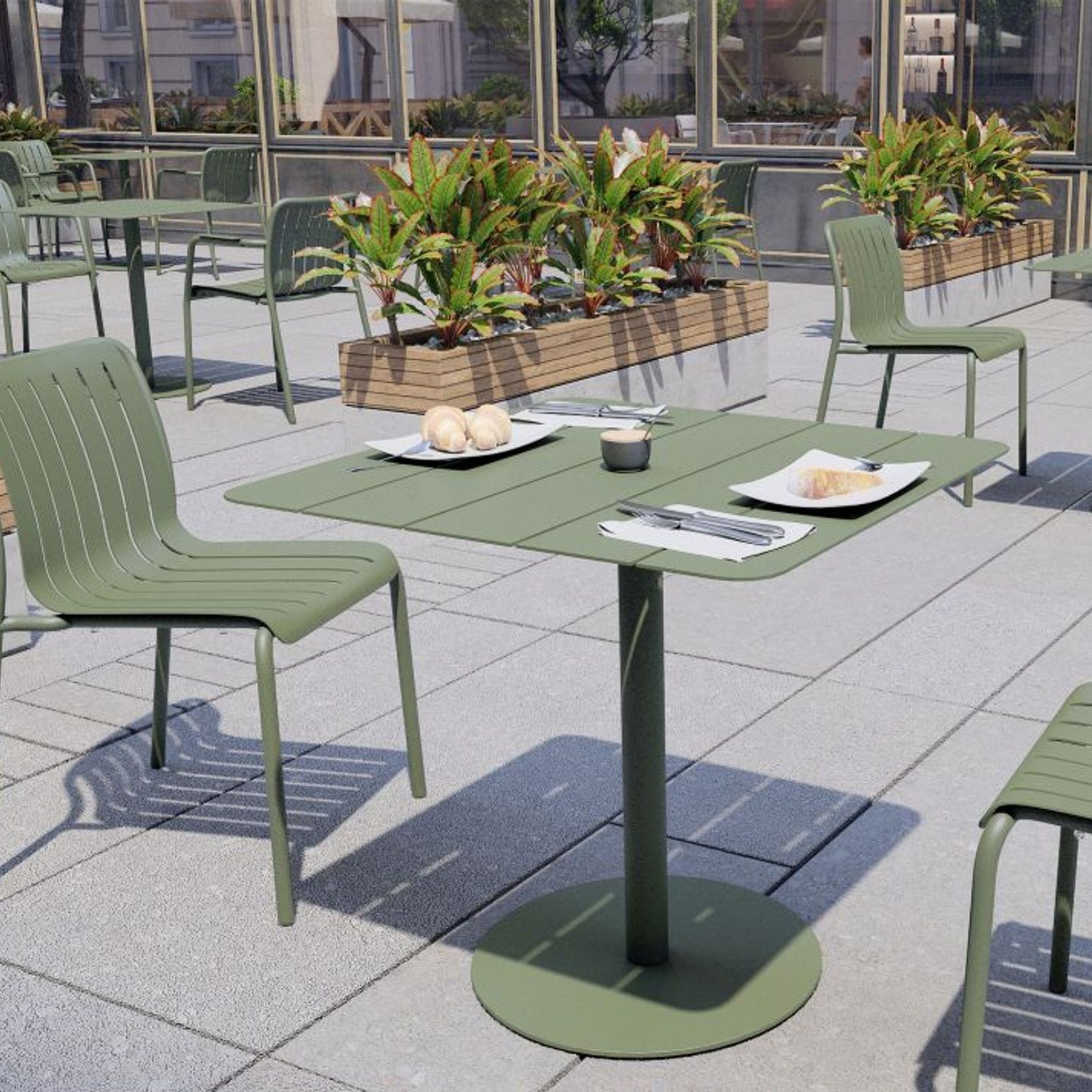 Roku Outdoor Dining Chair in Matt Eucalyptus Green gallery detail image