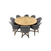 Solomon Round Dining Table W/ Coastal Wicker Chairs gallery detail image