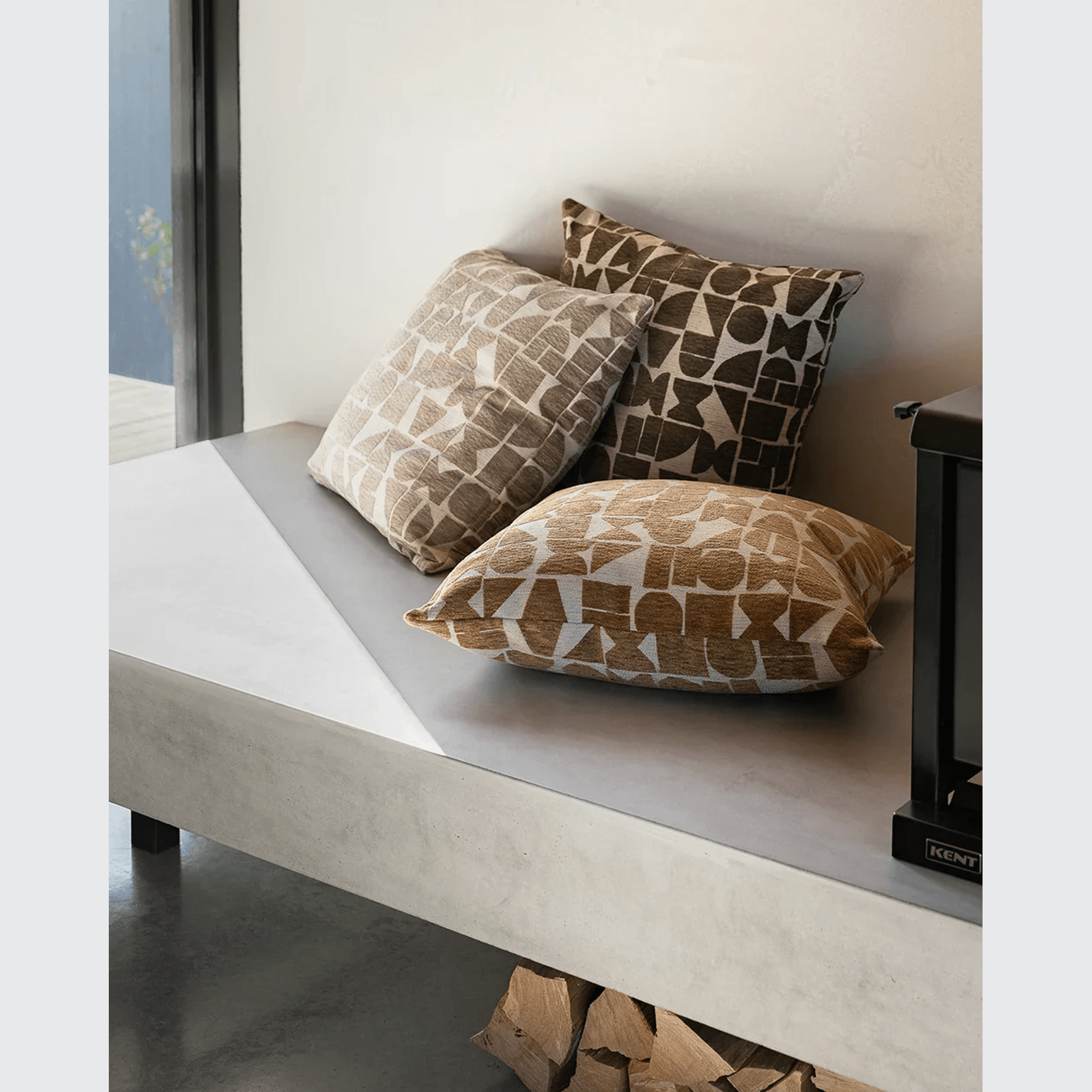Baya Miller Cushion - Toffee | Geometric Pattern gallery detail image