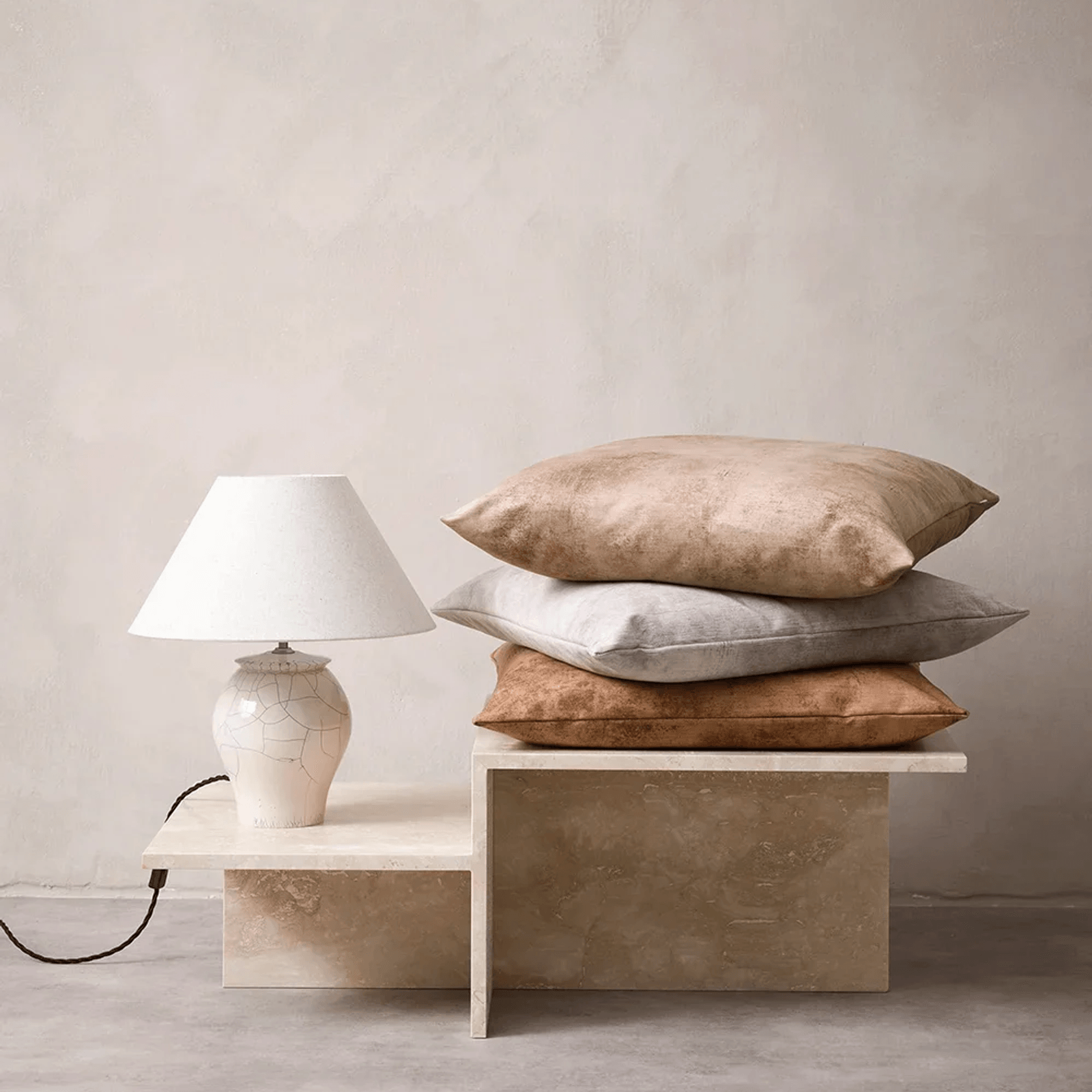 Baya Theo Velvet Cushion - Honey | Large 60 x 60cm gallery detail image