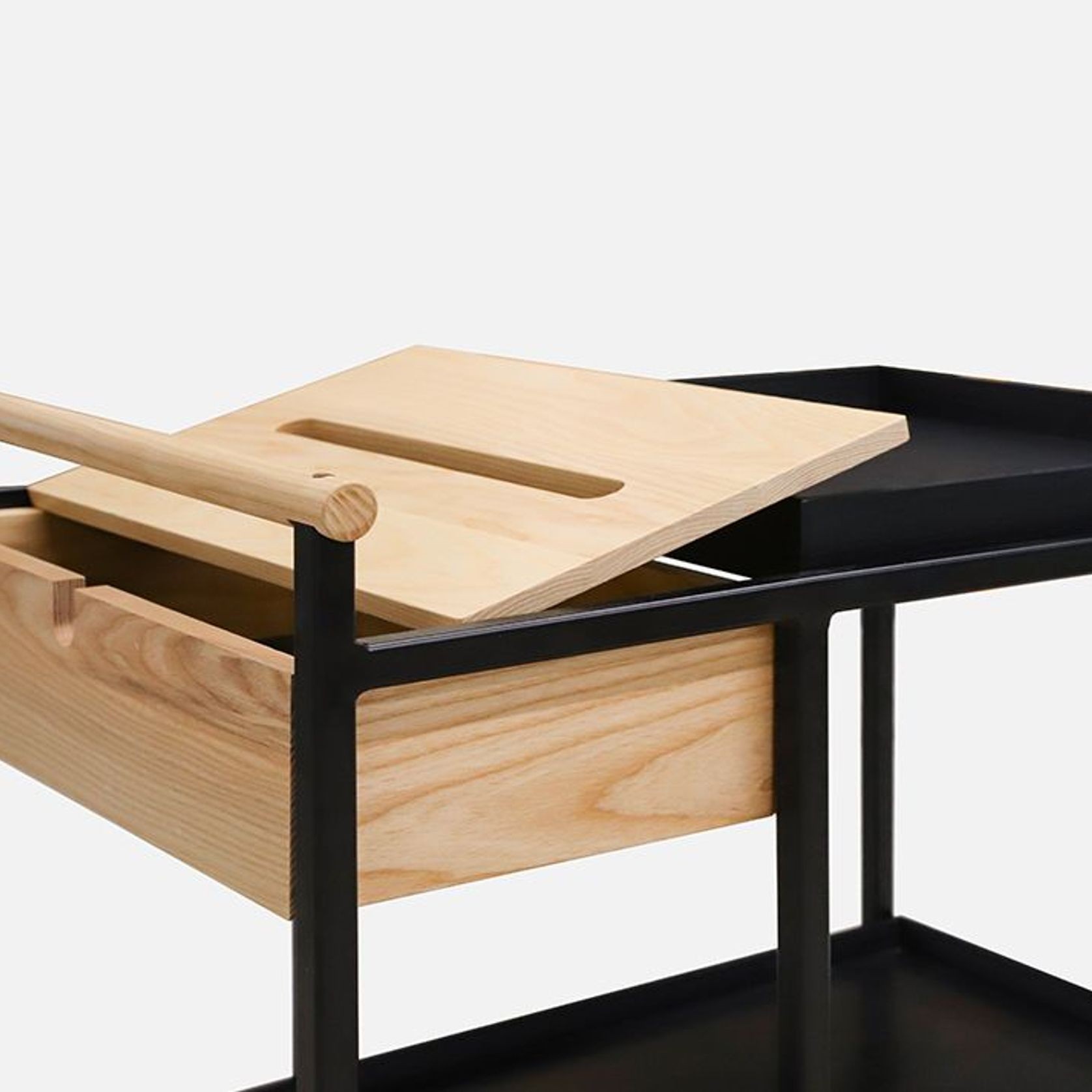 Trove Trolley Drinks Cart in Black Stain with Natural Oak gallery detail image