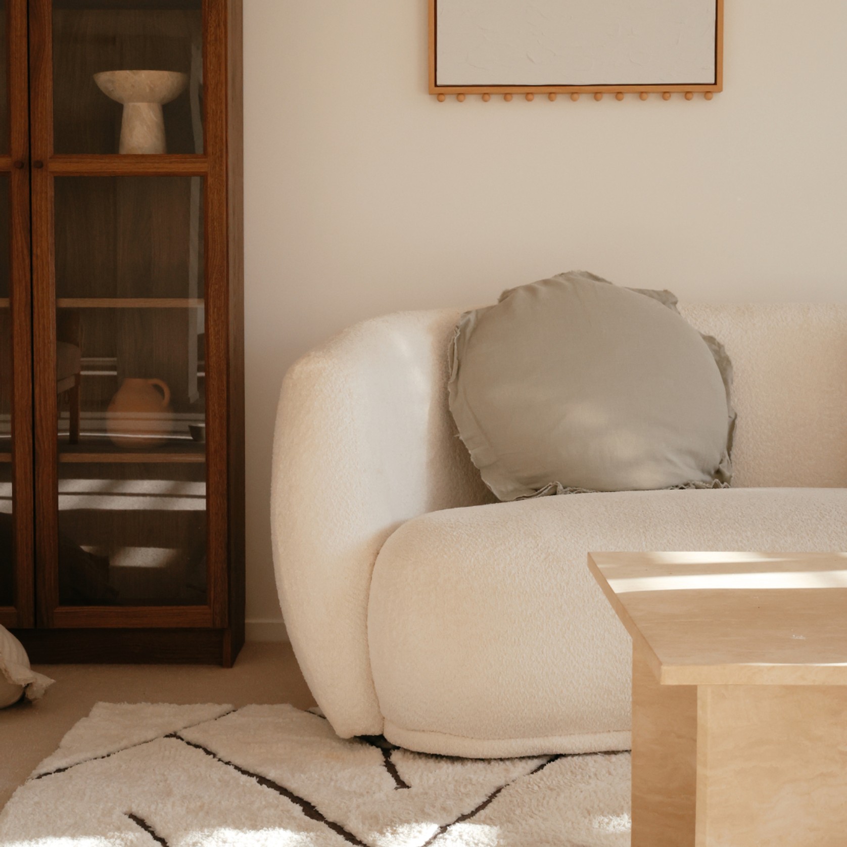 100% Flax Linen Round Feather Filled Cushion | Sage gallery detail image