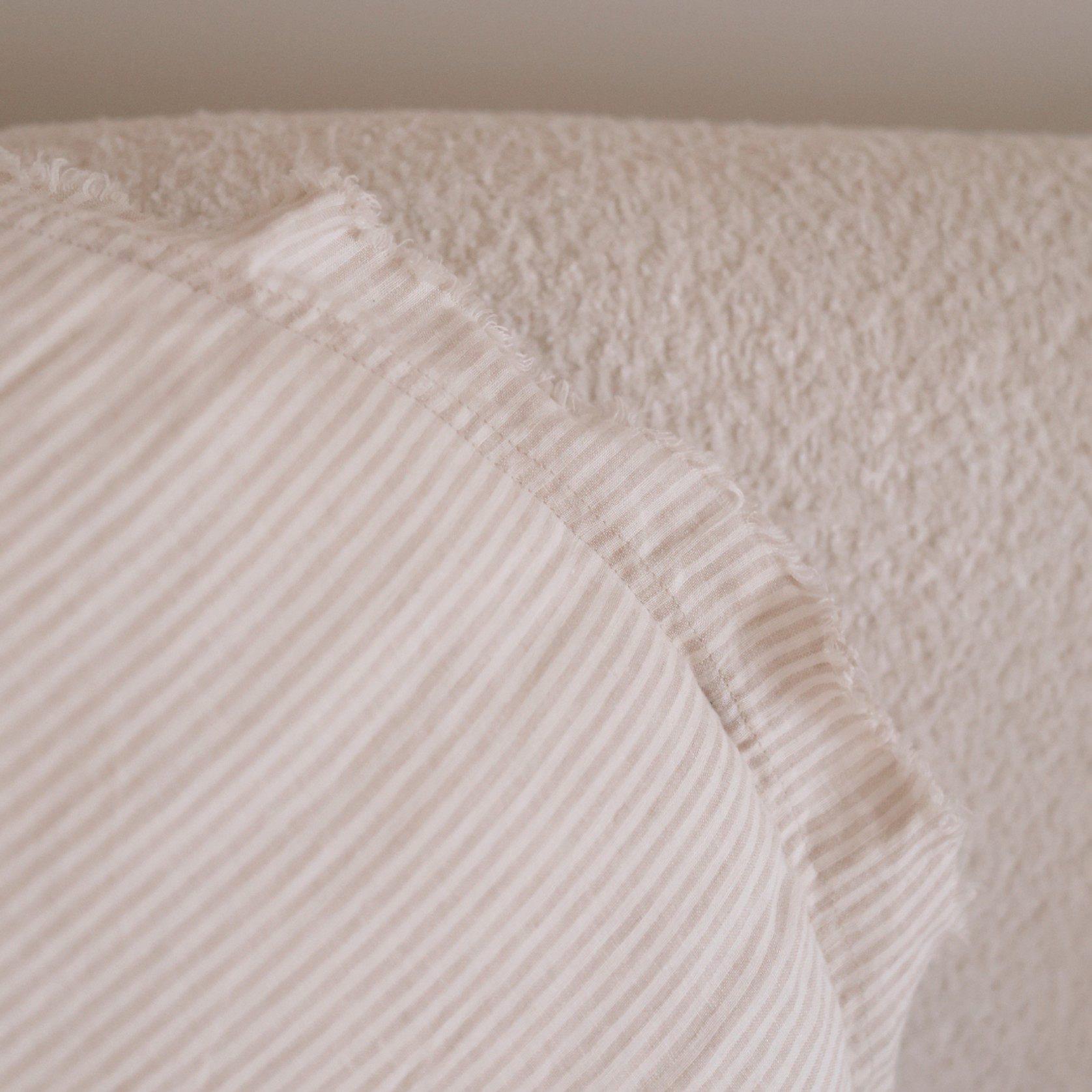 100% Flax Linen Round Feather Filled Cushion | Sand Stripe gallery detail image