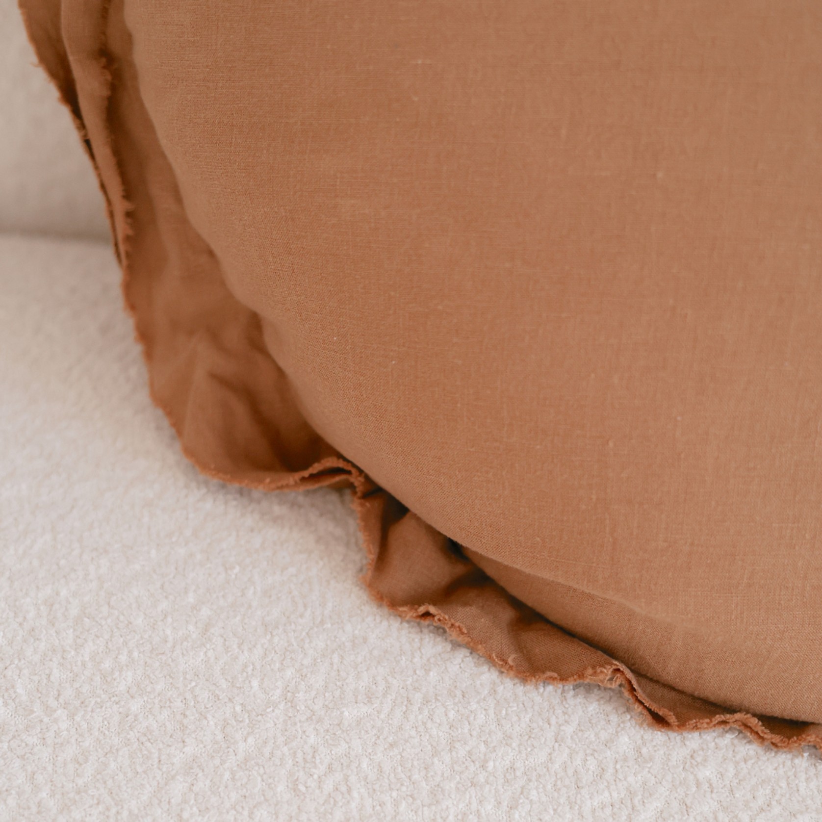 100% Flax Linen Round Feather Filled Cushion | Ginger gallery detail image