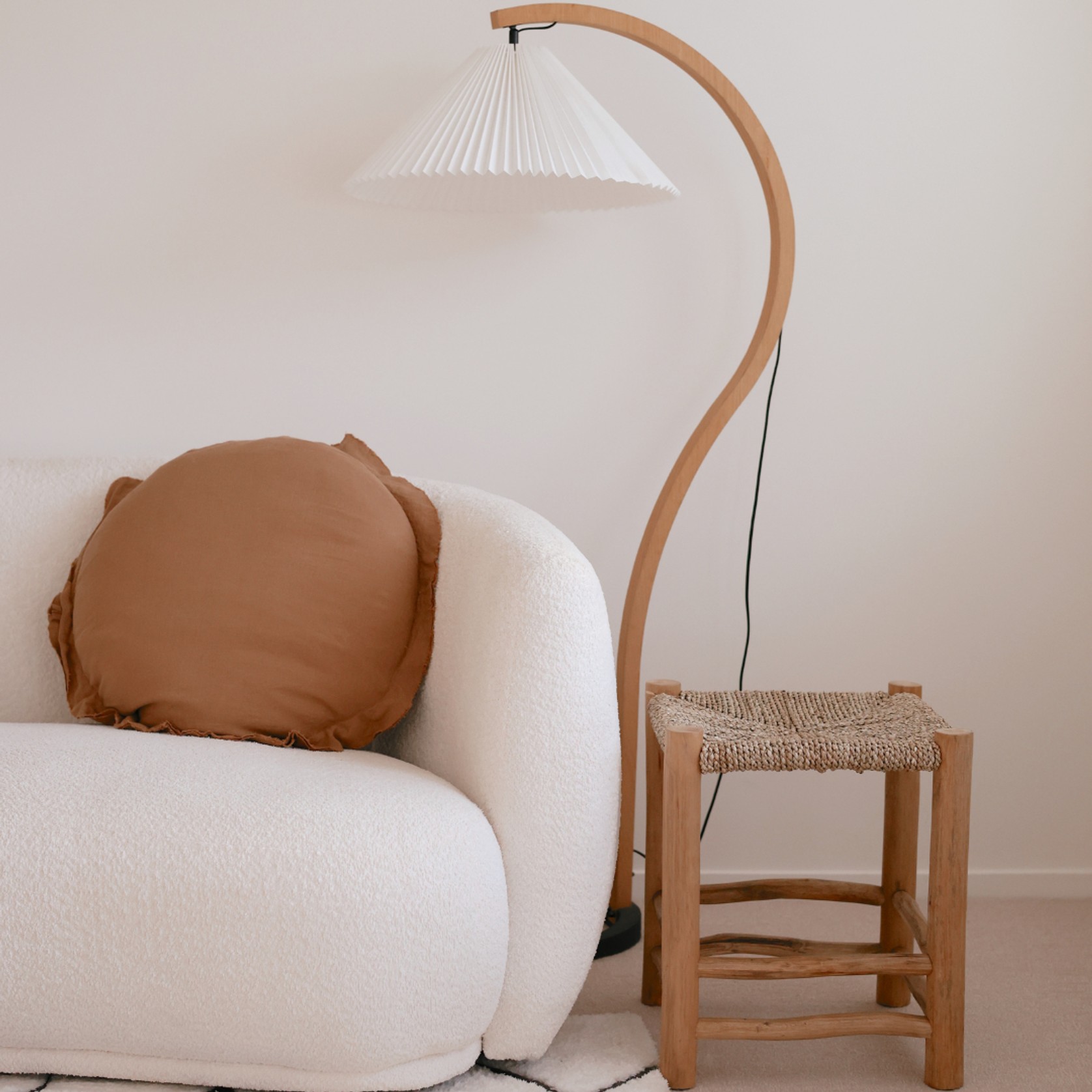 100% Flax Linen Round Feather Filled Cushion | Ginger gallery detail image