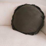 100% Flax Linen Round Feather Filled Cushion- Deep Moss gallery detail image