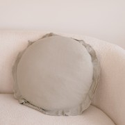 100% Flax Linen Round Feather Filled Cushion | Sage gallery detail image