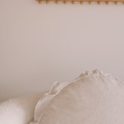 100% Flax Linen Round Feather Filled Cushion- Natural Oat gallery detail image